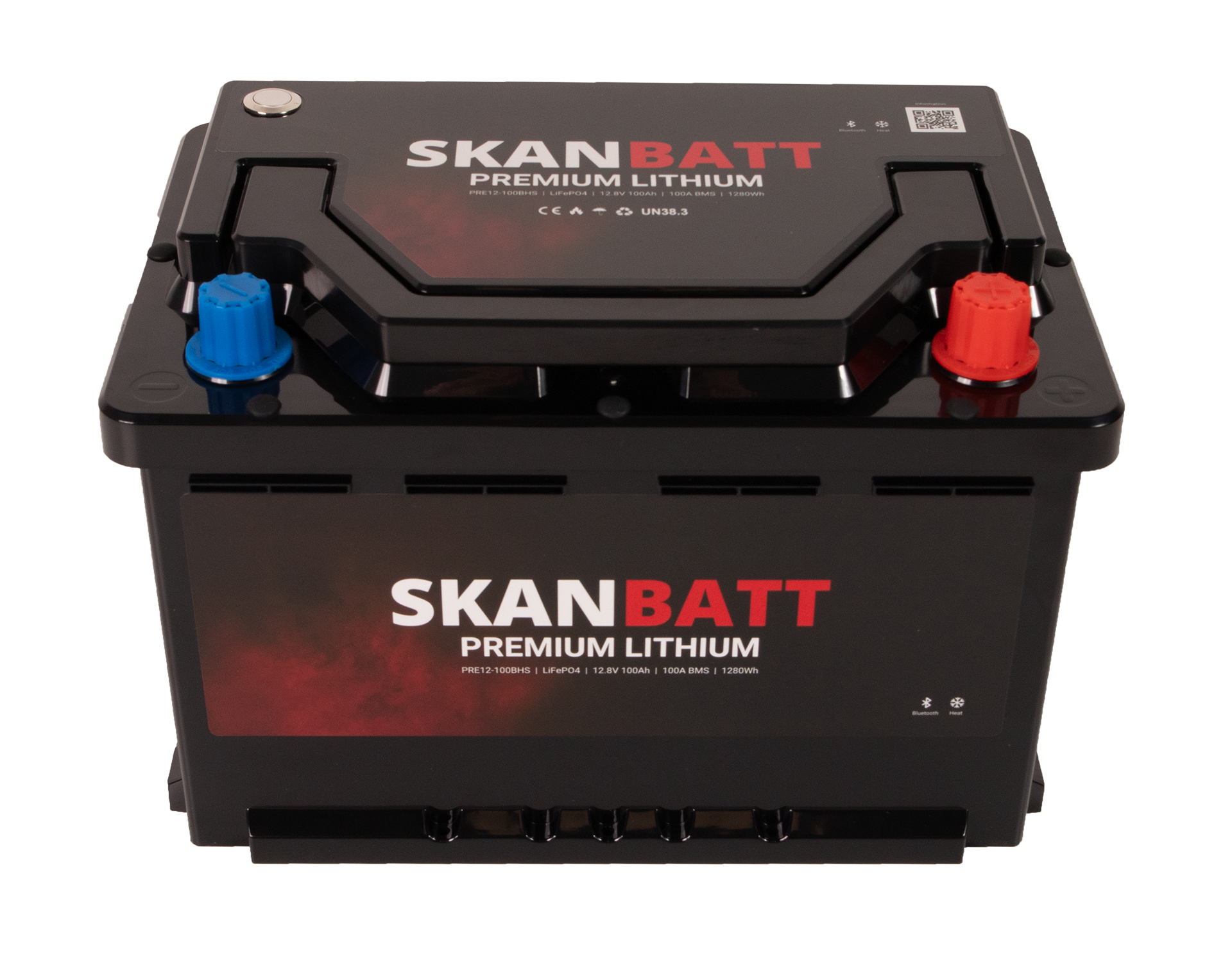 SKANBATT Premium Lithium - 12V 100Ah 100A BMS - 280x178x188mm - Bluetooth - Heat - 8 Års garanti +H - Bilde 5