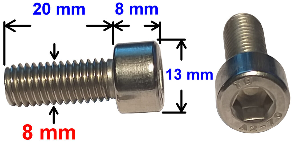 Polsett messing Ø17/Ø19 med 8 mm skruer umbraco (fra M8 til rund pol) sett 2 stk