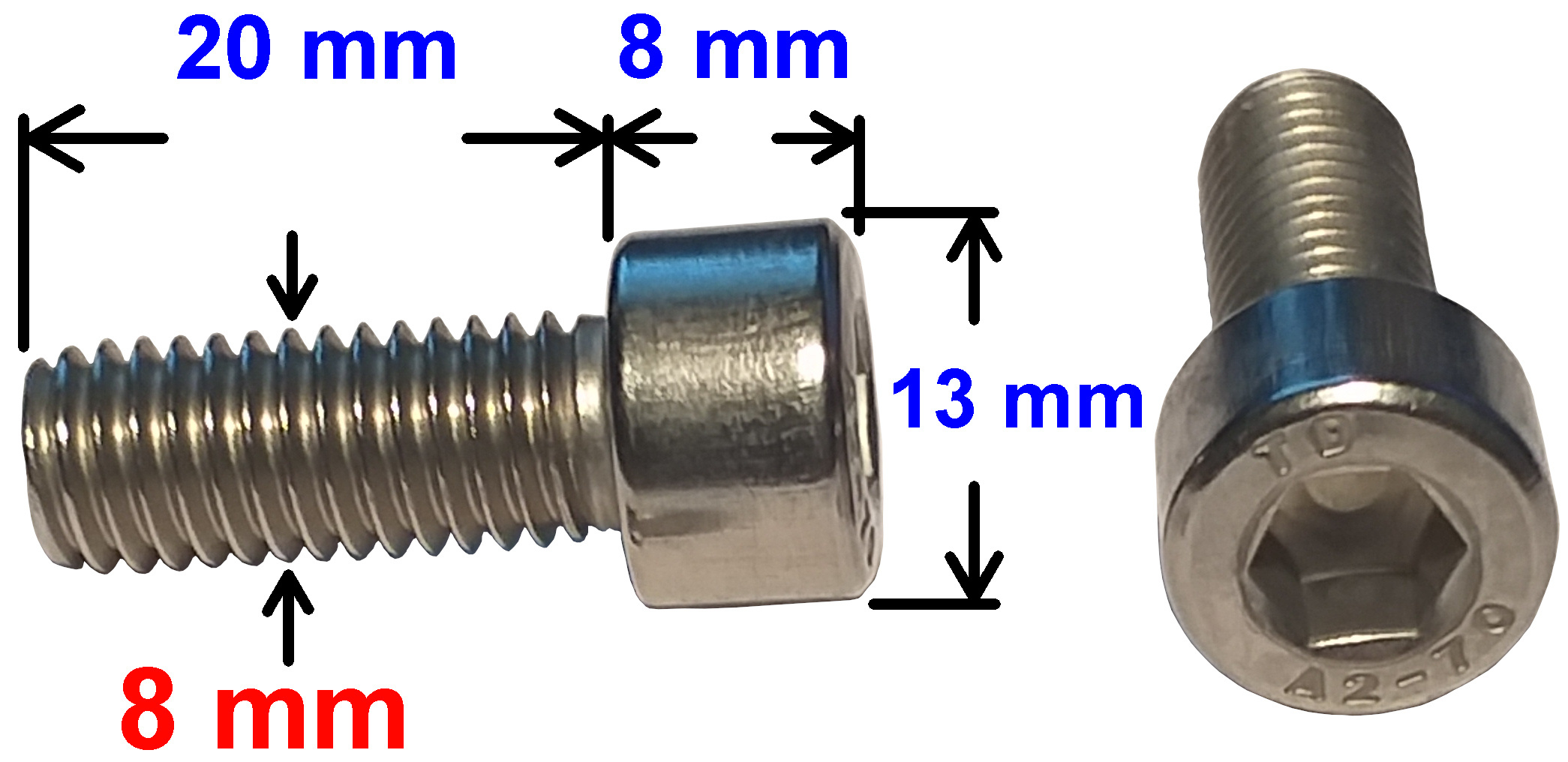 Polsett messing Ø17/Ø19 med 8 mm skruer umbraco (fra M8 til rund pol) sett 2 stk - Bilde 5