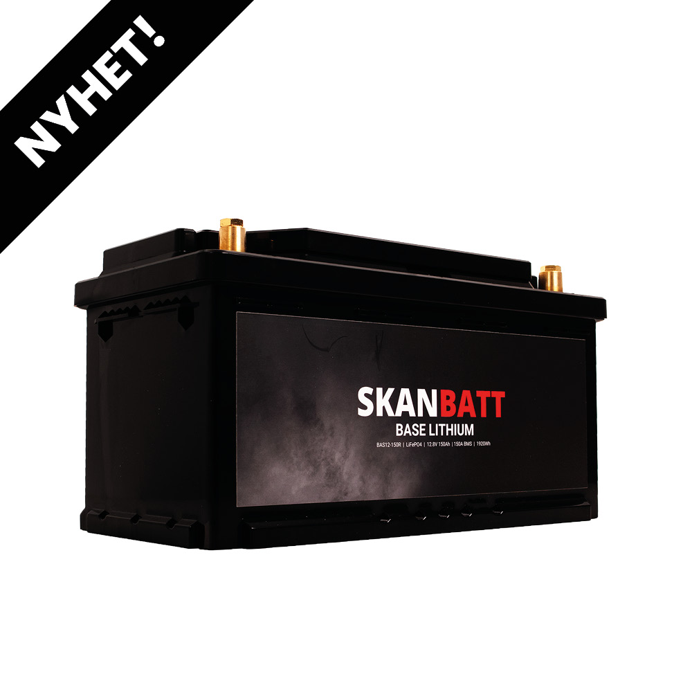 SKANBATT Base Lithium - 12V 150Ah 150A BMS - 355x180x190mm - 3 Års garanti - Bobil
