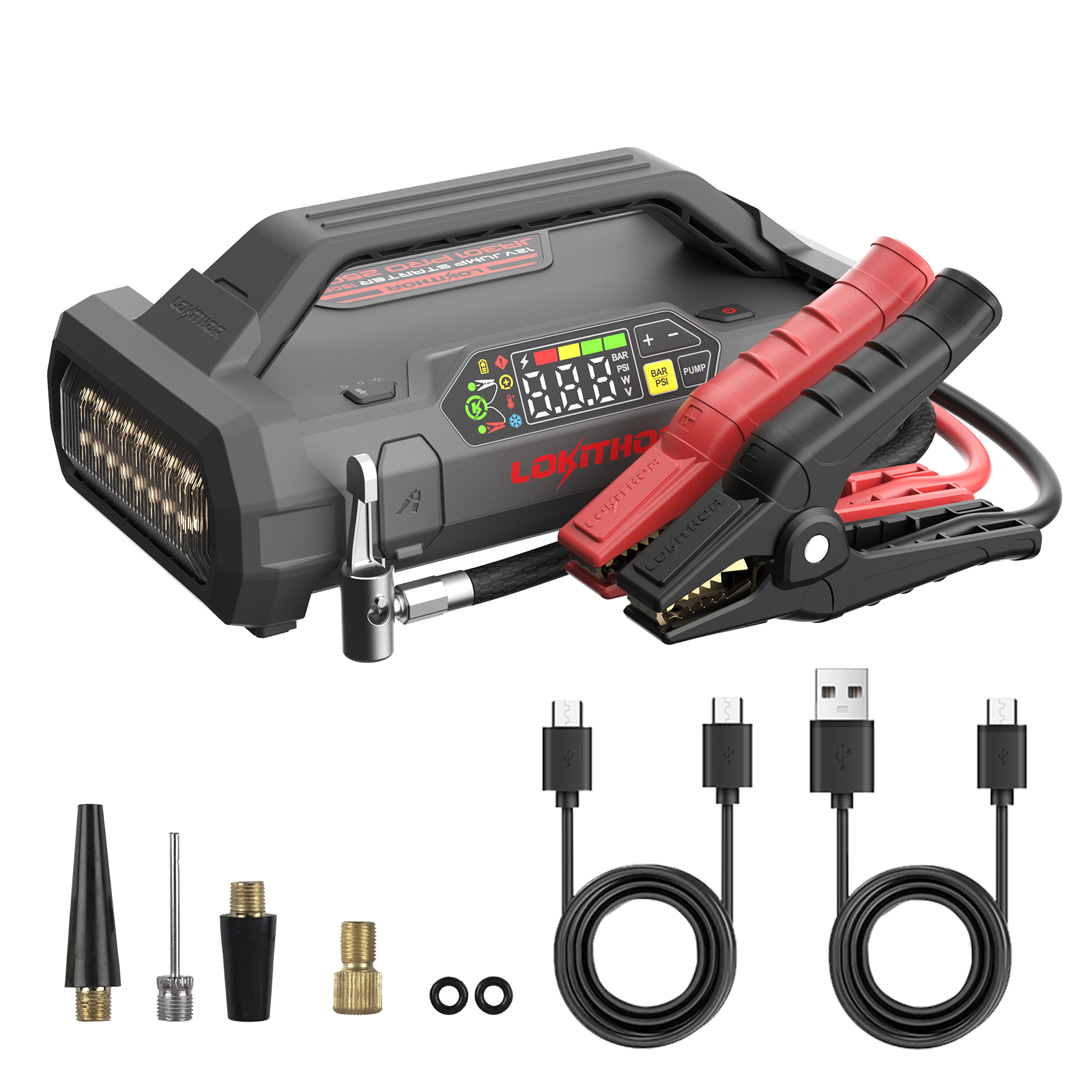 LOKITHOR Lithium Startbooster 12V 2500A med 150 PSI Luftkompressor - Bilde 2