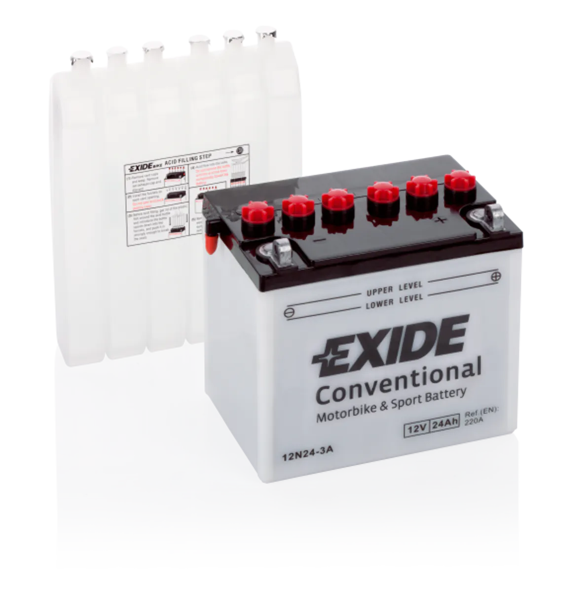 Exide MC Conventional 12V 24Ah 182x124x178 220 CCA +H - Bilde 1