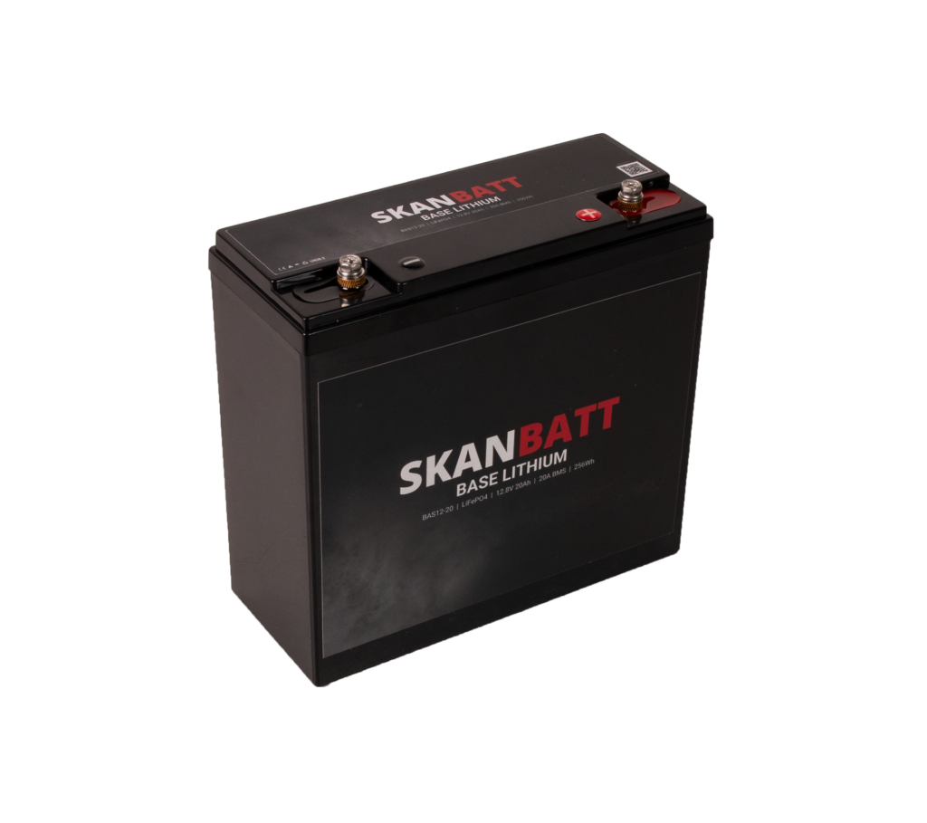 SKANBATT Base Lithium - 12V 20Ah 20A BMS - 180x75x165mm - 3 Års garanti