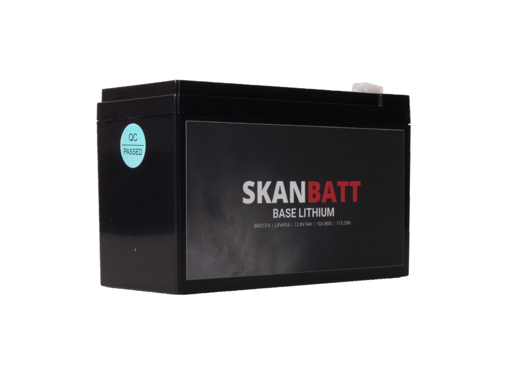 SKANBATT Base Lithium - 12V 9Ah 10A BMS - 150x65x95mm - 3 Års garanti