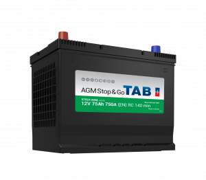 Start / Forbruksbatteri TAB AGM STOP & GO 12V 75AH-750A+V (D26L 213180) 263x173x200/221 mm 20,4 kg