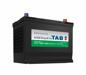 Start / Forbruksbatteri TAB AGM STOP & GO 12V 75AH-750A+H (D26R 213175) 263x173x200/221 mm 20,4 kg