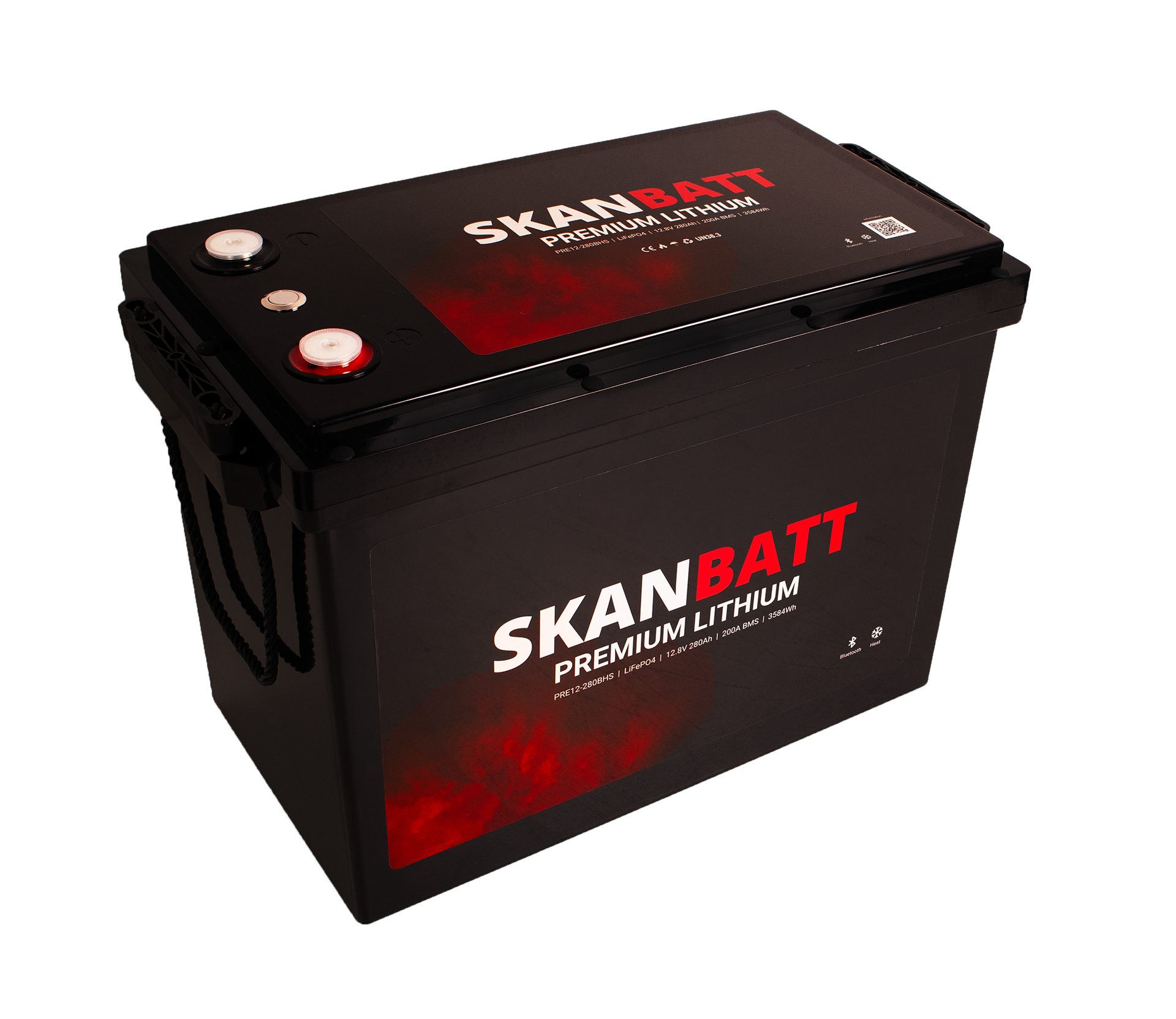 SKANBATT Premium Lithium - 12V 280Ah 200A BMS - 384x204x268mm - Bluetooth - Heat - 8 Års garanti +H - Bilde 6