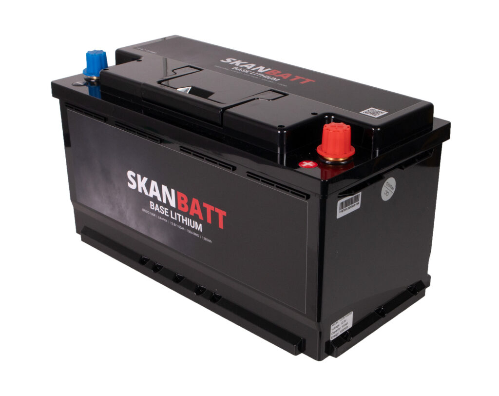 SKANBATT Base Lithium - 12V 100Ah 100A BMS - 352x174x190mm - 3 Års garanti - Bobil +H