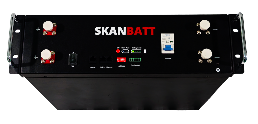 SKANBATT Premium Lithium 3U Rackbatteri 51,2V 100Ah - 5,12kWh - LiFePO4 - HEAT - OTA