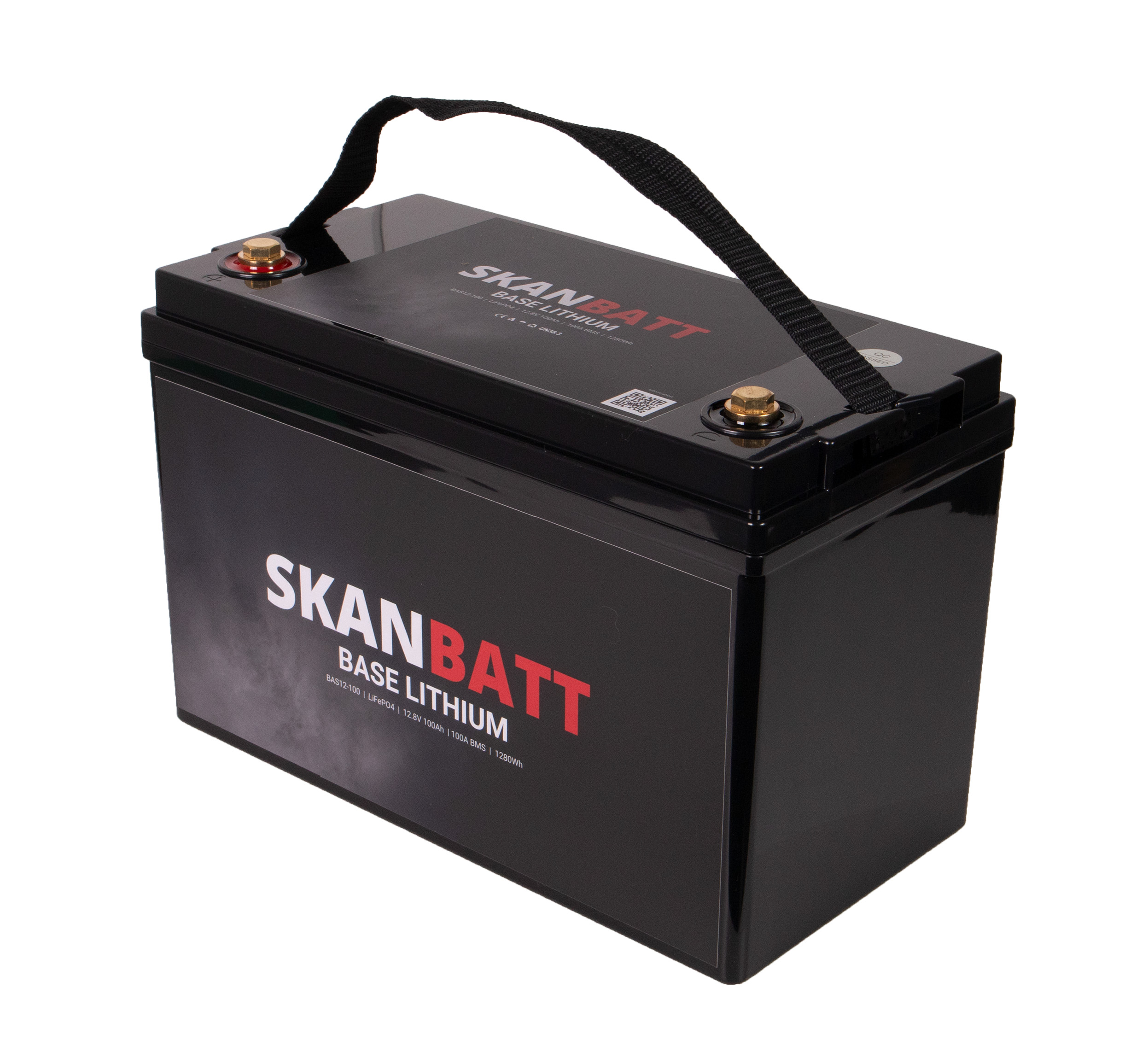 SKANBATT Base Lithium - 12V 100Ah 100A BMS - 326x173x215mm - 3 Års garanti +V - Bilde 3