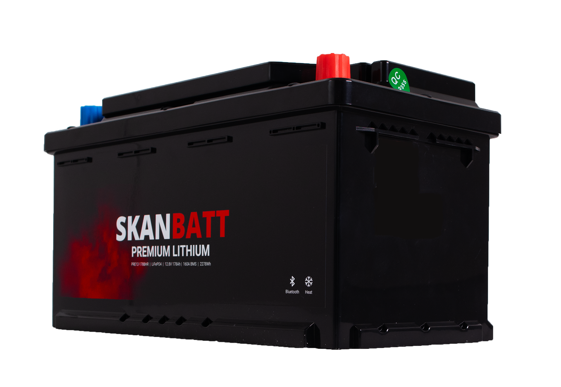 SKANBATT Premium Lithium - 12V 178Ah 160A BMS - 354x176x187mm - Bluetooth - Heat - 8 Års garanti - Bilde 2