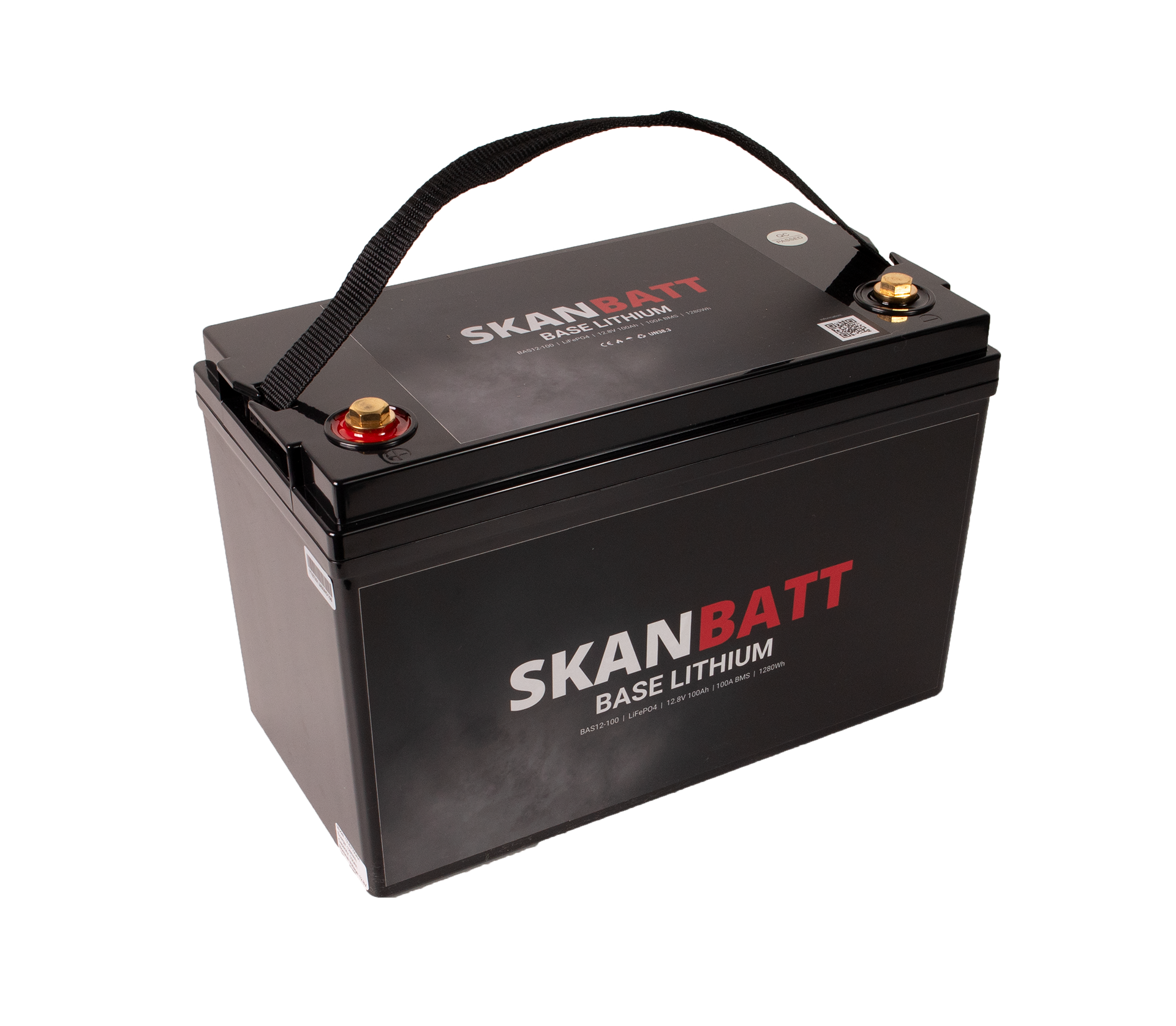 SKANBATT Base Lithium - 12V 100Ah 100A BMS - 326x173x215mm - 3 Års garanti +V - Bilde 2