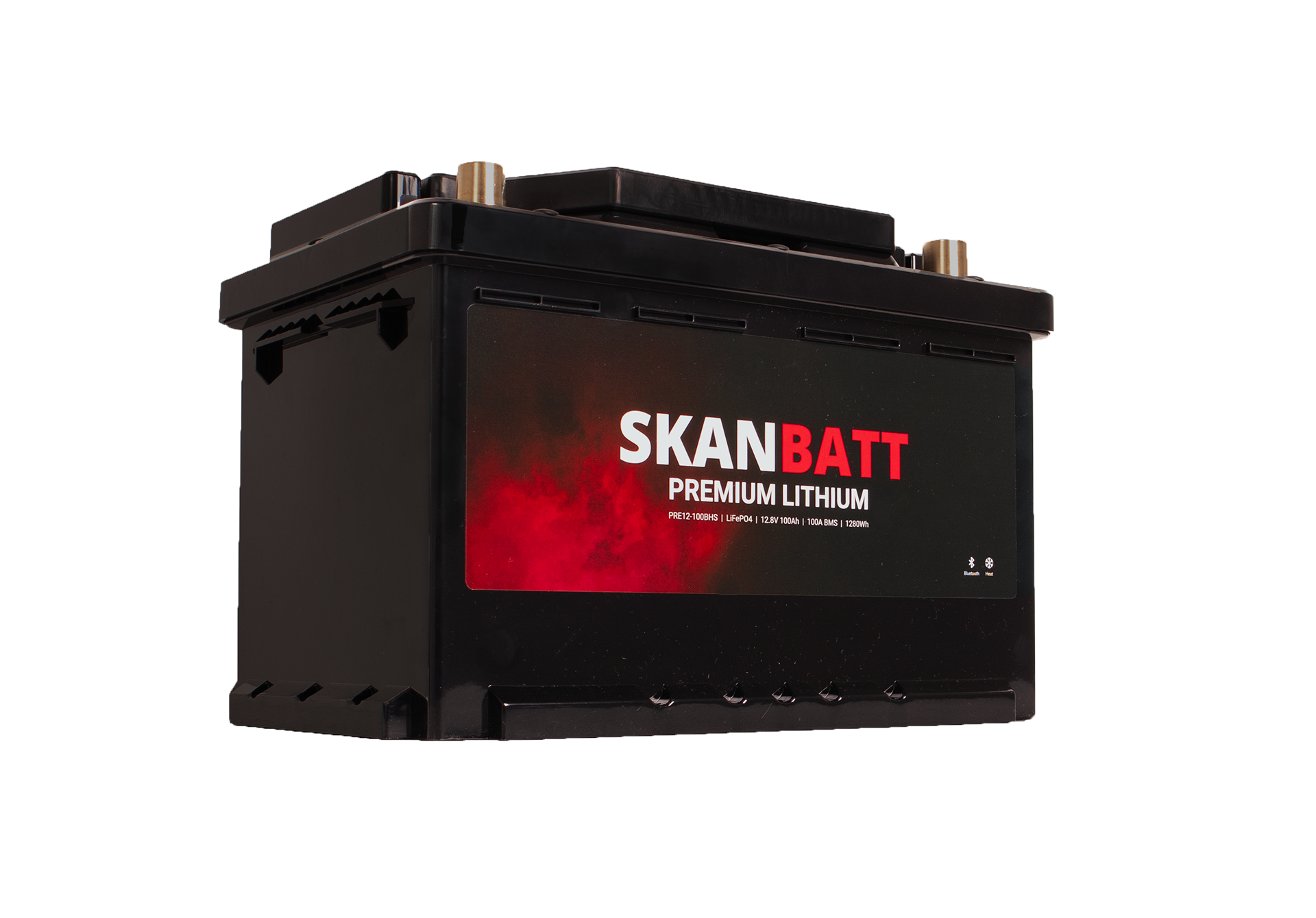 SKANBATT Premium Lithium - 12V 100Ah 100A BMS - 280x178x188mm - Bluetooth - Heat - 8 Års garanti +H - Bilde 2