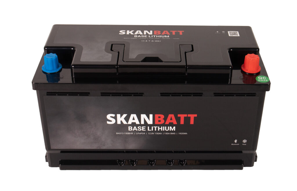 SKANBATT Base Lithium - 12V 150Ah 150A BMS - 355x175x188mm - Bluetooth - Heat - 3 Års garanti - Bobil +H