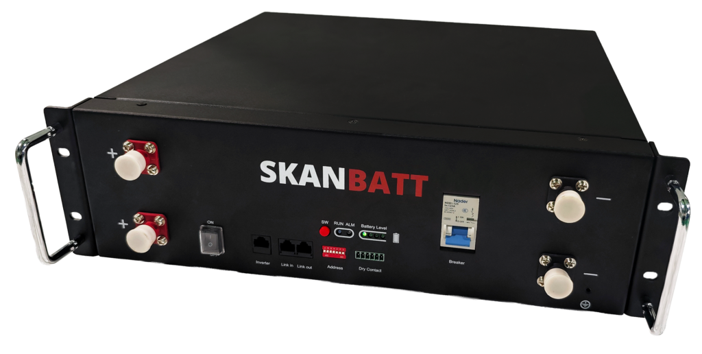 SKANBATT Premium Lithium 3U Rackbatteri 51,2V 100Ah - 5,12kWh - LiFePO4 - OTA