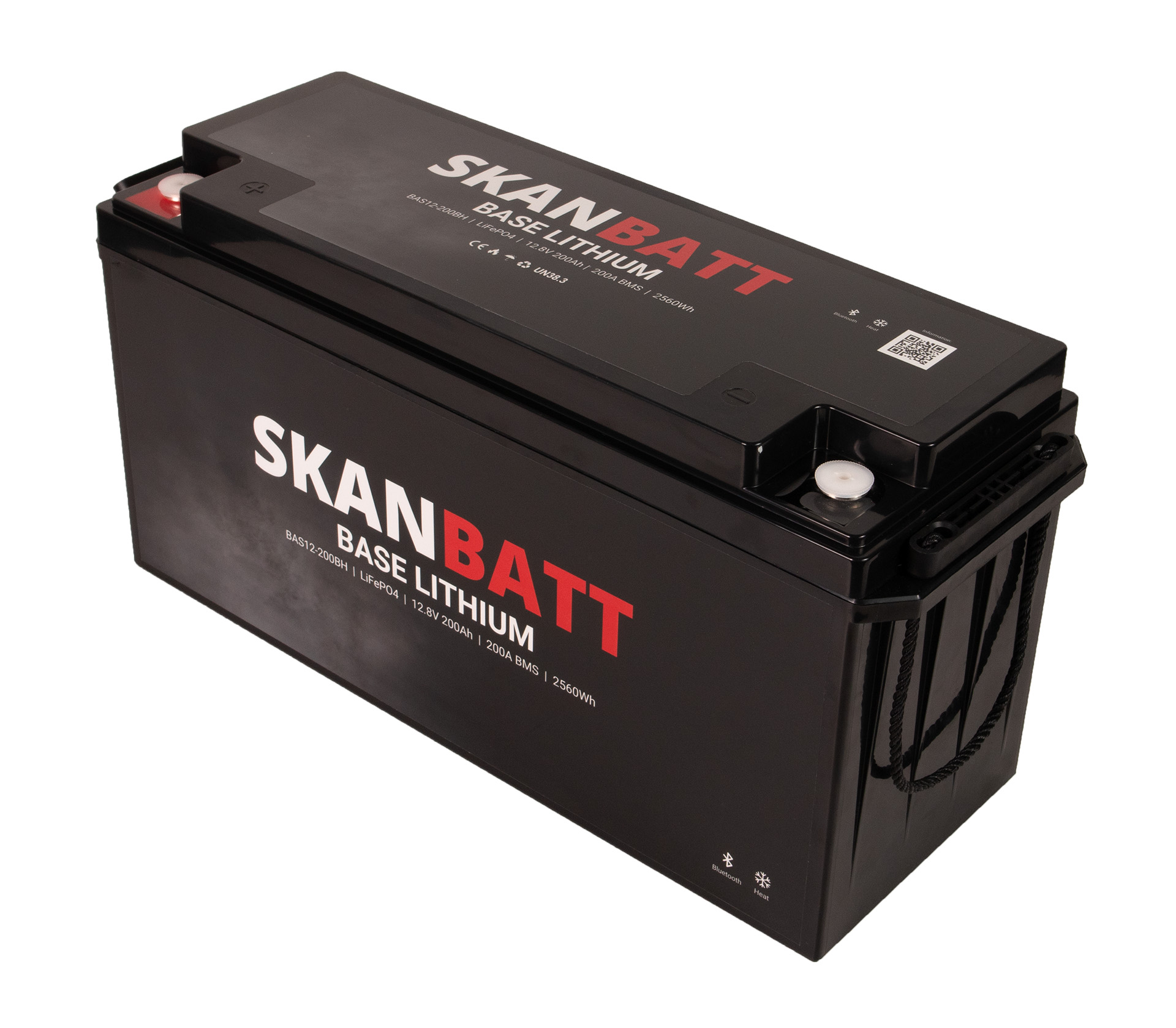 SKANBATT Base Lithium - 12V 200Ah 200A BMS - 485x170x240mm - Bluetooth - Heat - 3 Års garanti +H - Bilde 3
