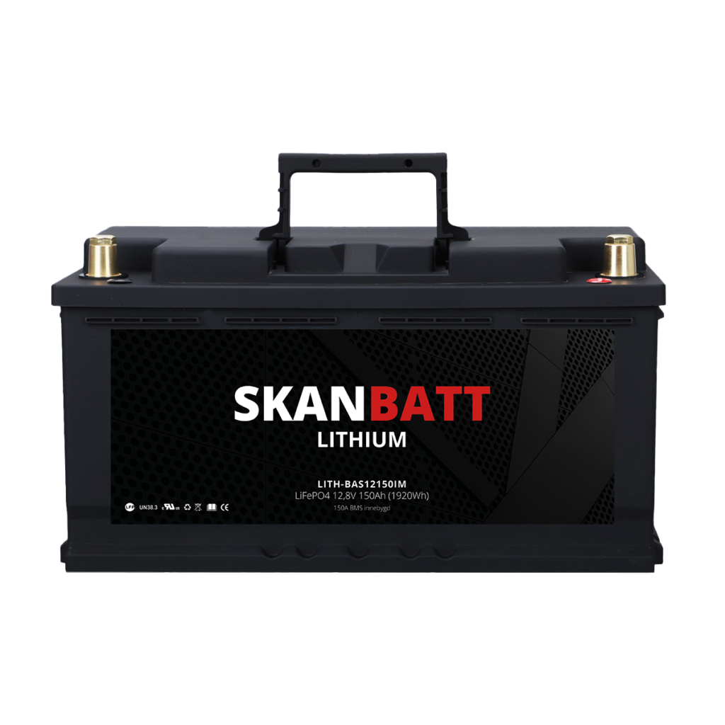 SKANBATT Lithium Batteri 12V 150AH 150A BMS (352x174x190mm) 14,4kg