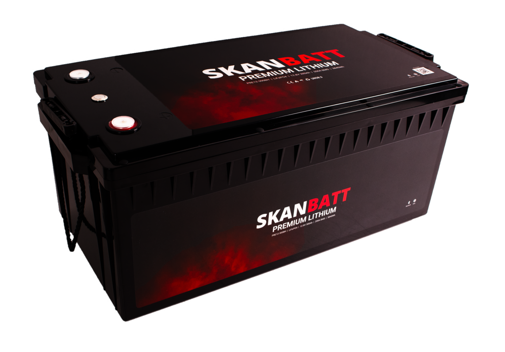 SKANBATT Premium Lithium - 12V 300Ah 200A BMS - 523x269x218mm - Bluetooth - Heat - 8 Års garanti +H