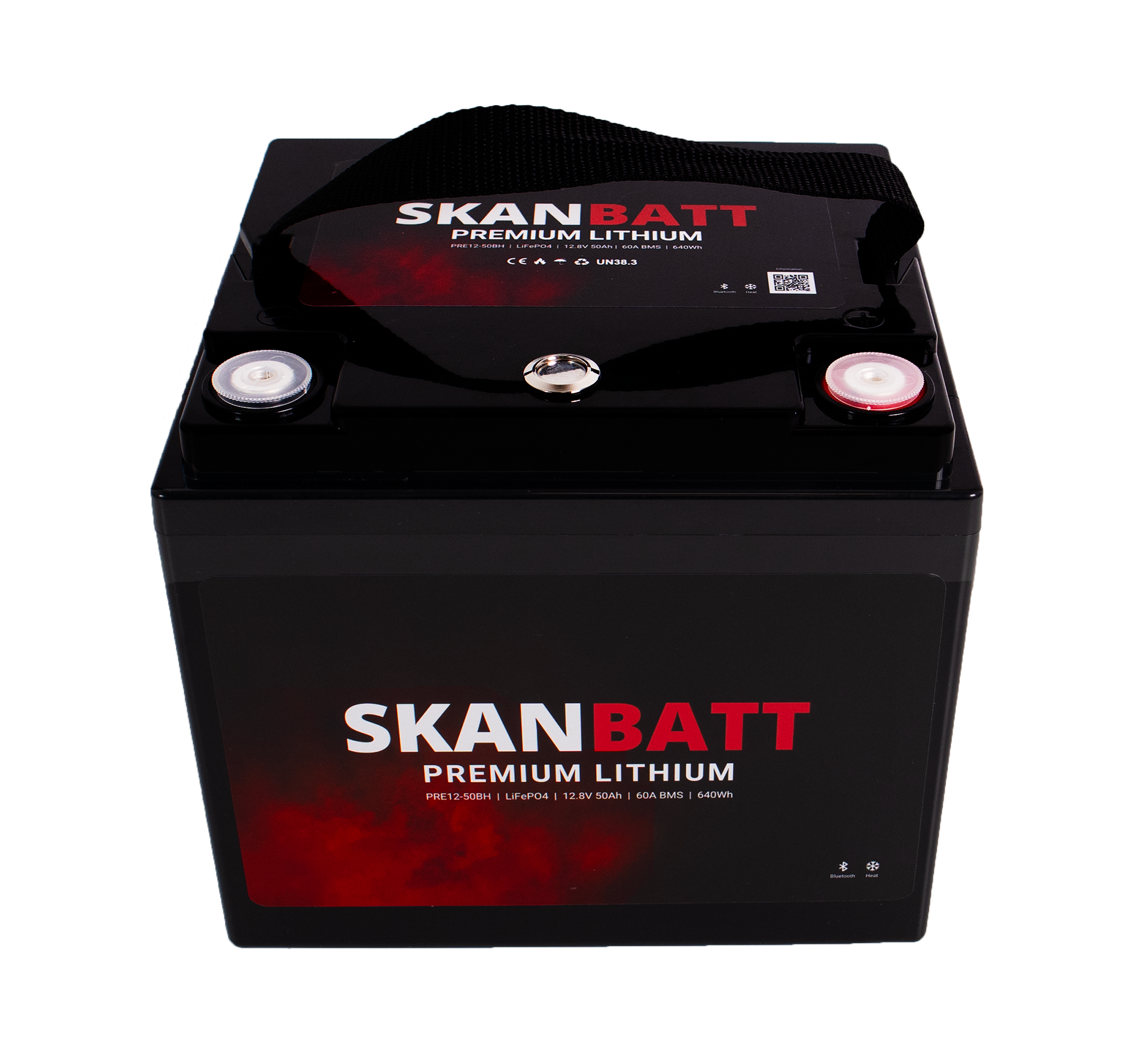 SKANBATT Premium Lithium - 12V 50Ah 60A BMS - 196x168x175mm - Bluetooth - Heat - 8 Års garanti - Bilde 2