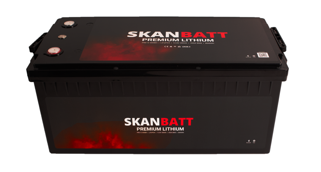 SKANBATT Premium Lithium - 12V 300Ah 200A BMS - 523x269x218mm - Bluetooth - Heat - 8 Års garanti +H