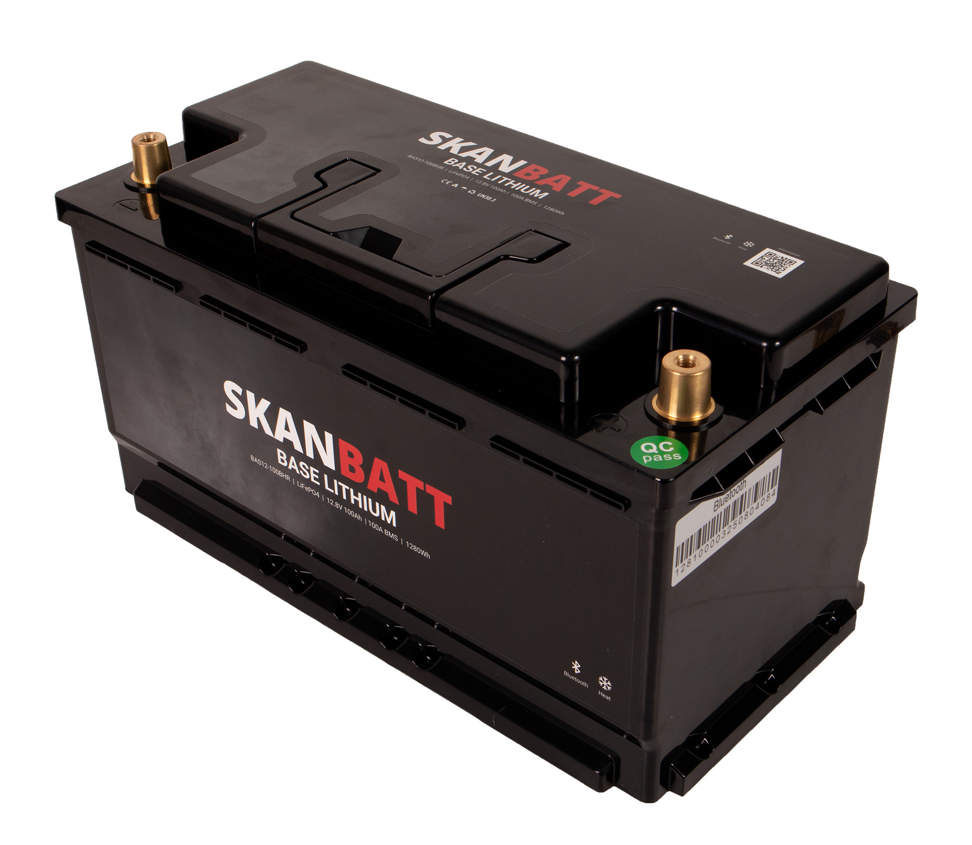 SKANBATT Base Lithium - 12V 100Ah 100A BMS - 355x175x190mm - Bluetooth - Heat - 3 Års garanti - Bobil +H - Bilde 2