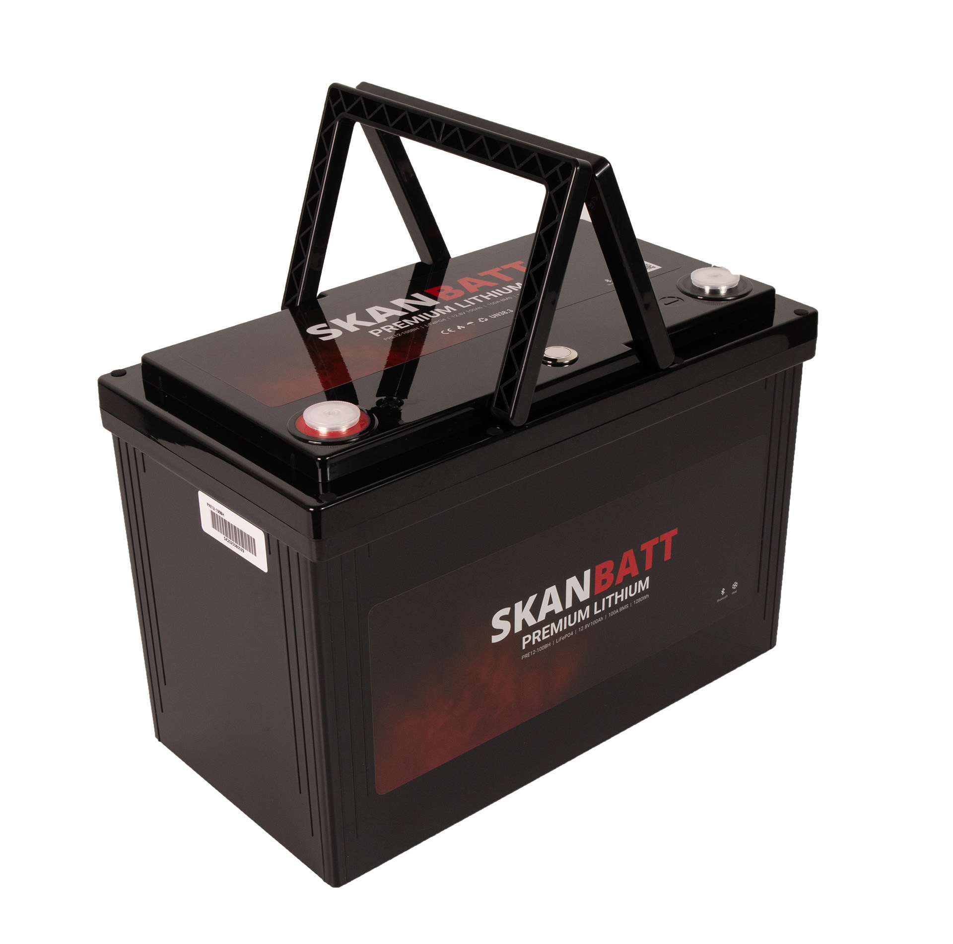 SKANBATT Premium Lithium - 12V 100Ah 100A BMS - 306x172x212mm - Bluetooth - Heat - 8 Års garanti +V - Bilde 5