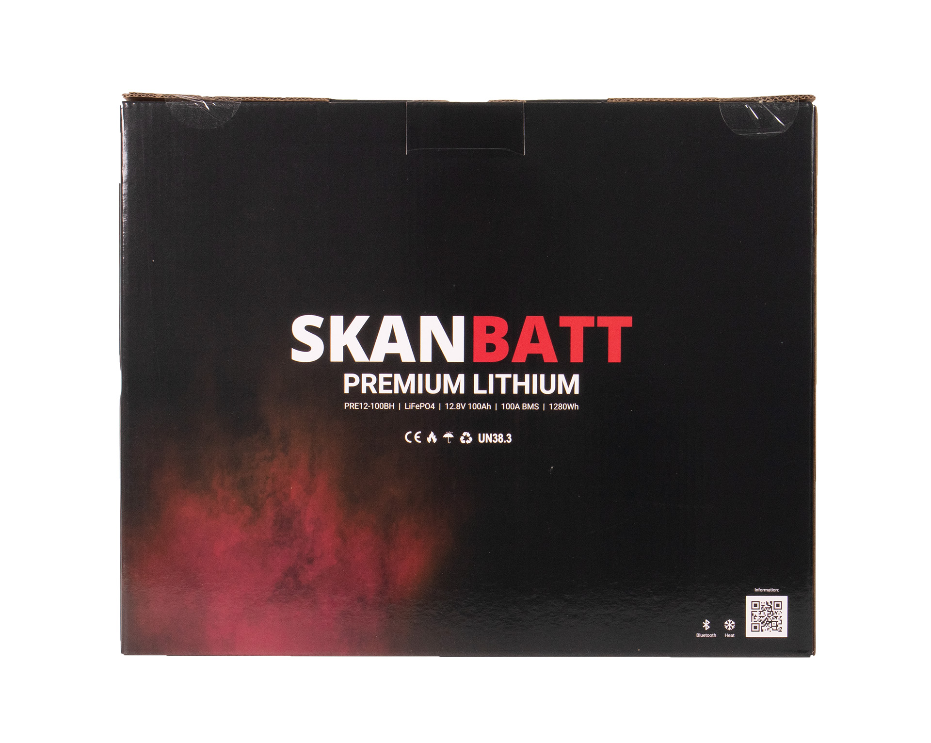 SKANBATT Premium Lithium - 12V 100Ah 100A BMS - 306x172x212mm - Bluetooth - Heat - 8 Års garanti +V - Bilde 3