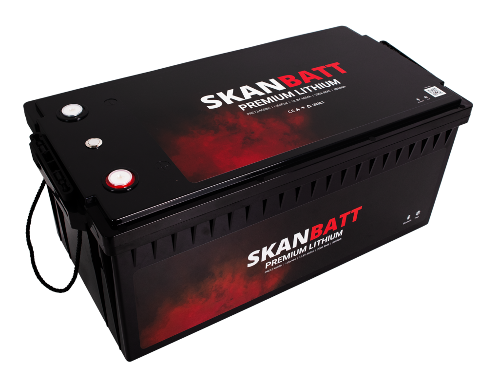 SKANBATT Premium Lithium - 12V 460Ah 200A BMS - 522x218x268mm - Bluetooth - Heat - 8 Års garanti