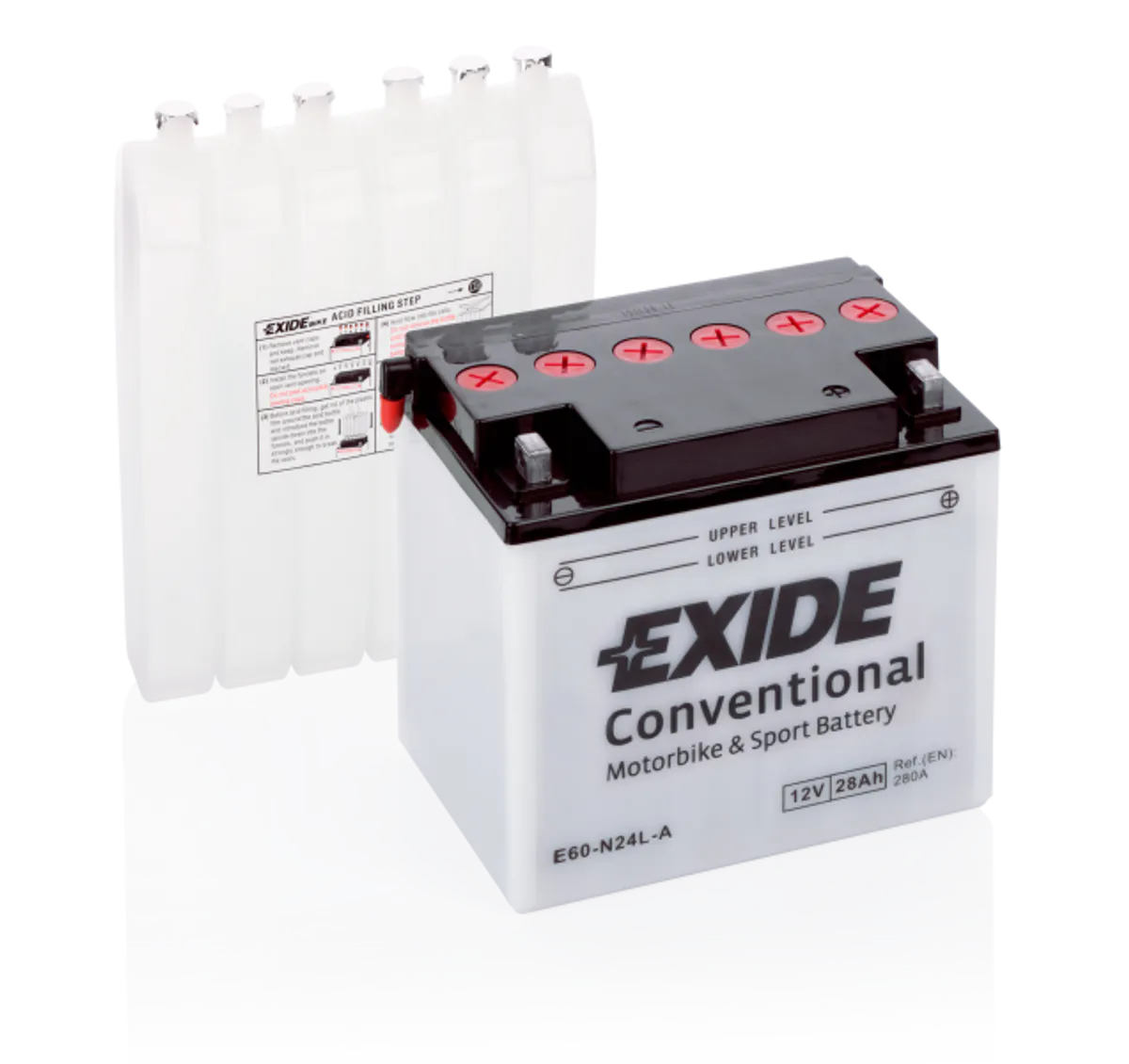 Exide MC Conventional 12V 28Ah 185x125x175 280 CCA +H - Bilde 1