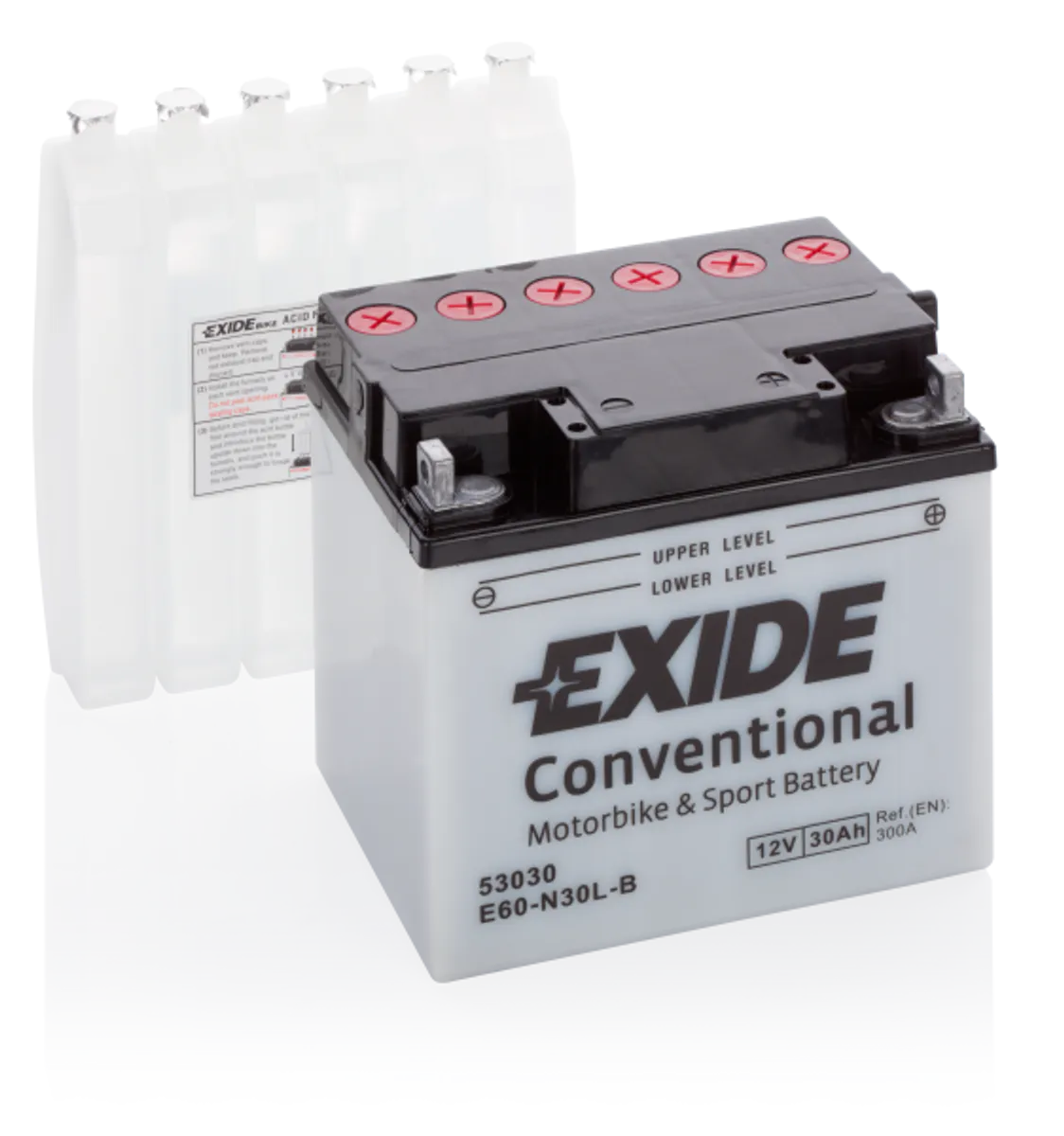 Exide MC Conventional 12V 30Ah 185x130x170 300CCA +H - Bilde 1