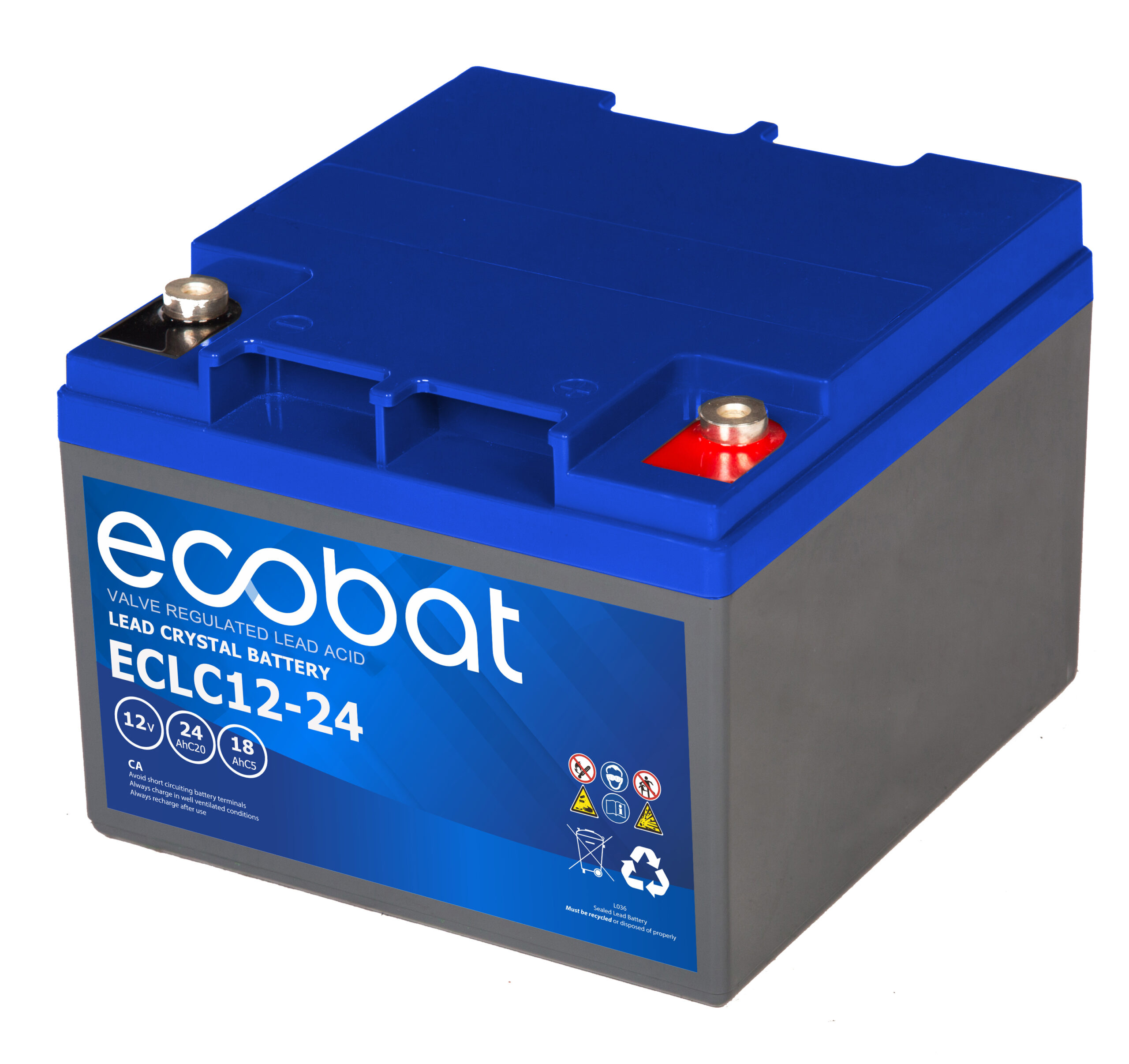 Ecobat Crystal Lead DC 12V 24Ah/20h(166x175x126mm) M6 8,4 kg +h - Bilde 1