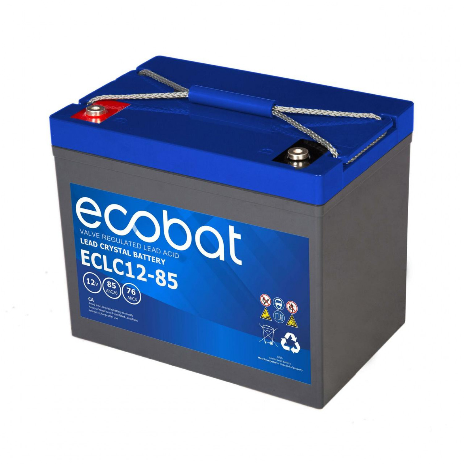 Ecobat Crystal Lead DC 12V 85Ah/20h(260x169x215mm) M6 26,2 kg +v - Bilde 1