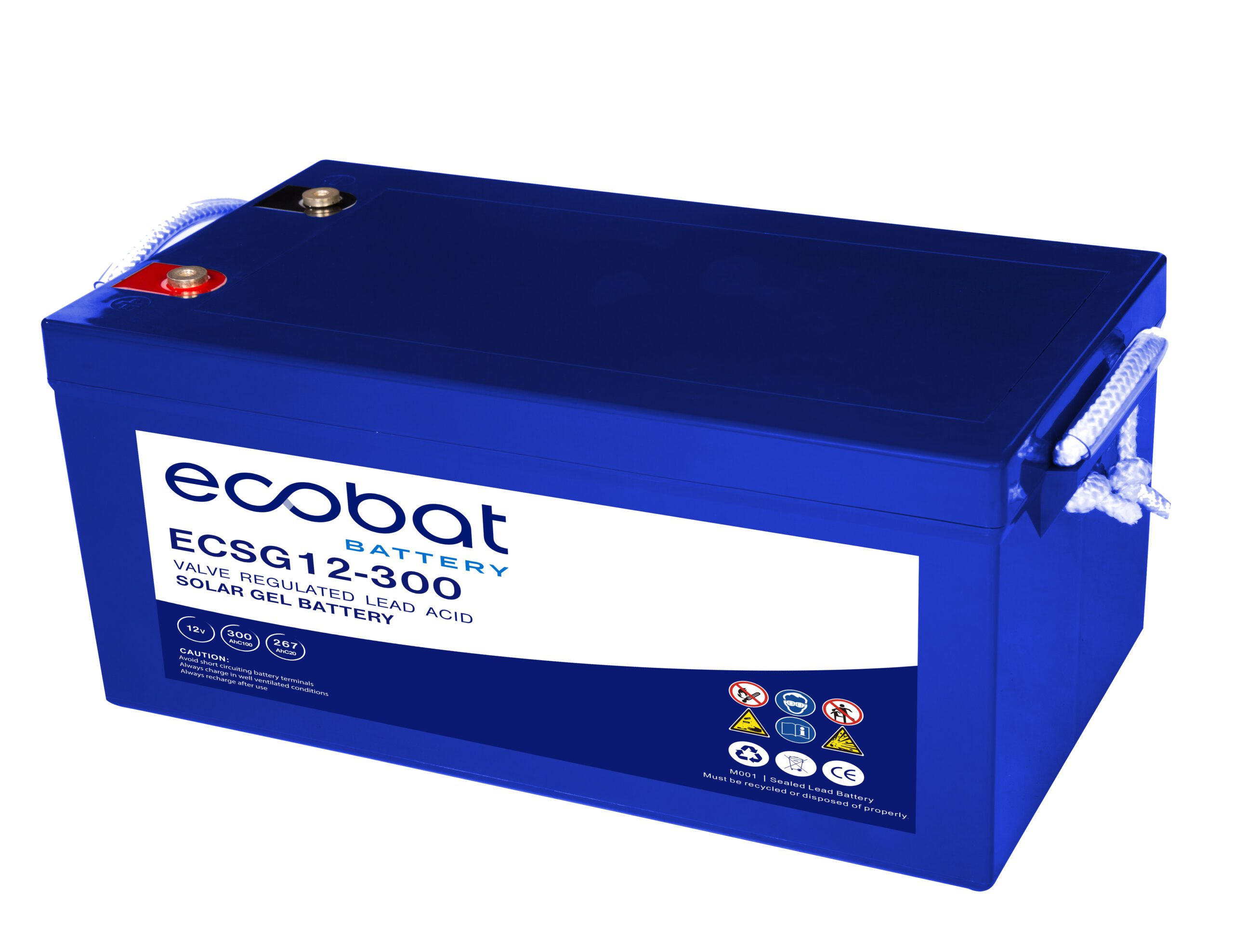 Ecobat DC GEL Solar 12V 300Ah/100h - 267/20h(520x268x220mm) M8 70,2 kg +h - Bilde 1