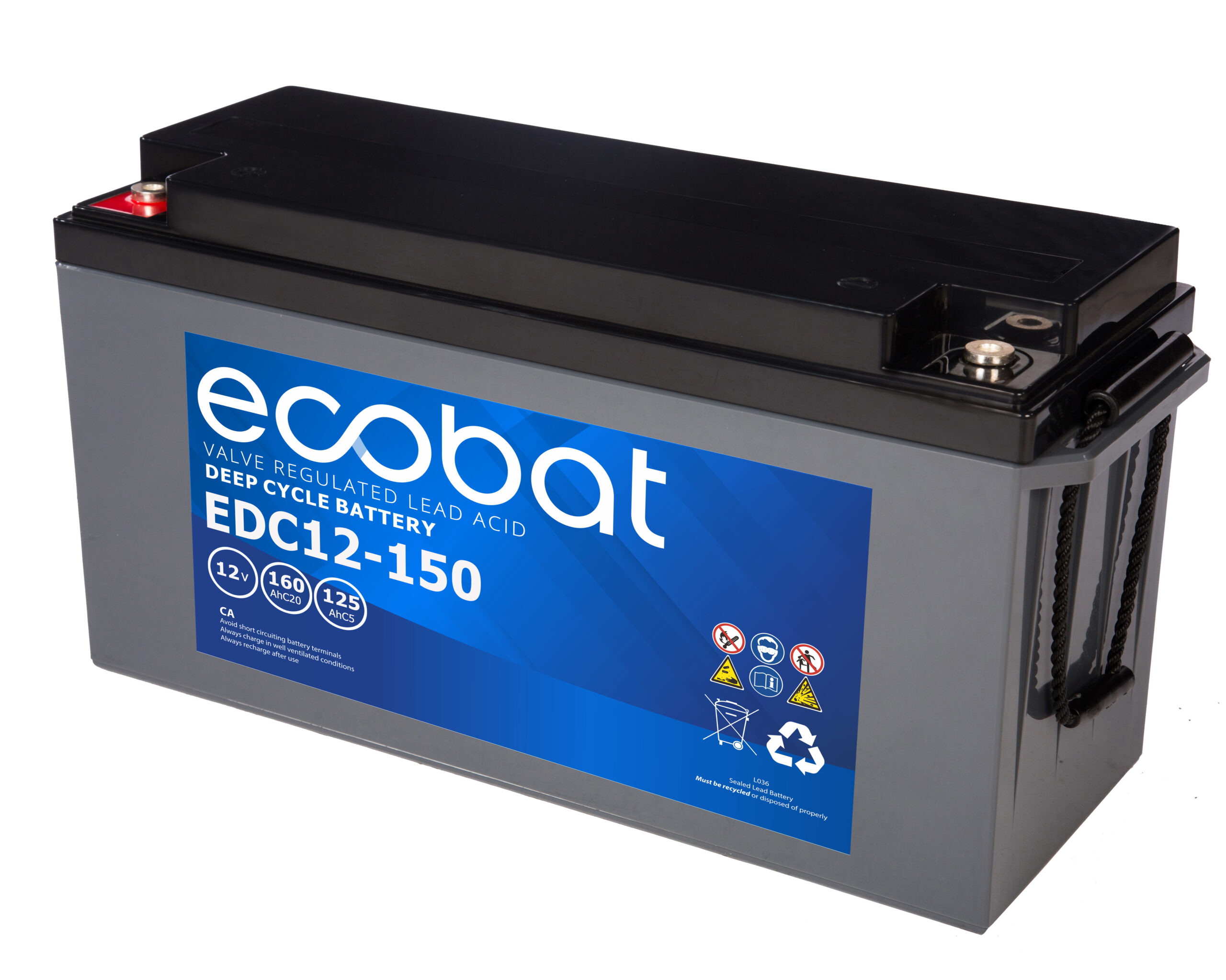 Ecobat AGM DC 12V 160Ah/20h(484x171x241mm) M8 45,5 kg +v - Bilde 1