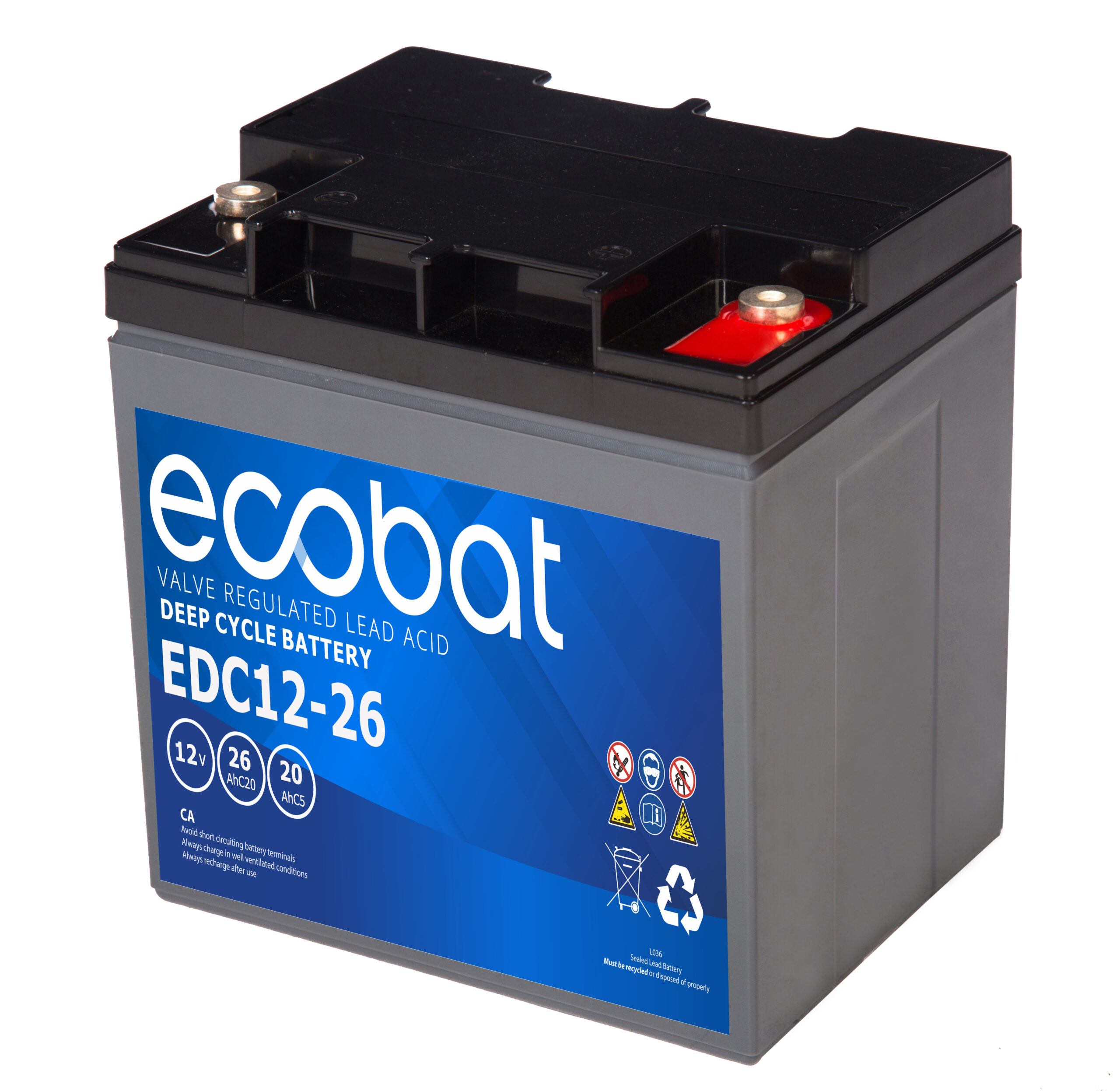 Ecobat AGM DC 12V 26Ah/20h(165x126x174mm) M6 8,7 kg +h - Bilde 1