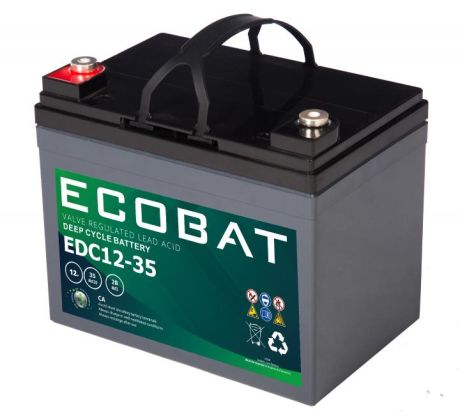Ecobat AGM DC 12V 35Ah/20h(196x130x155mm) M6 10,5 kg +v