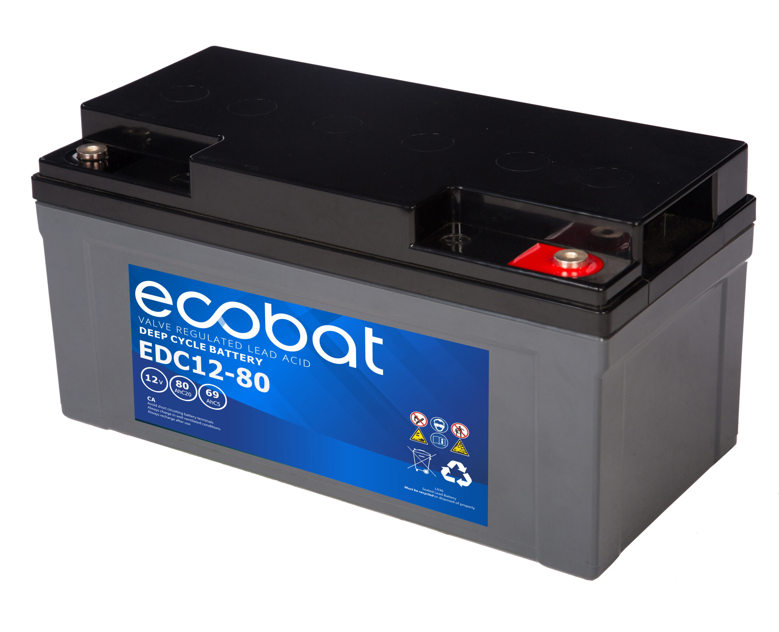 Ecobat AGM DC 12V 80Ah/20h(350x167x178mm) M6 23,4 kg +h - Bilde 1