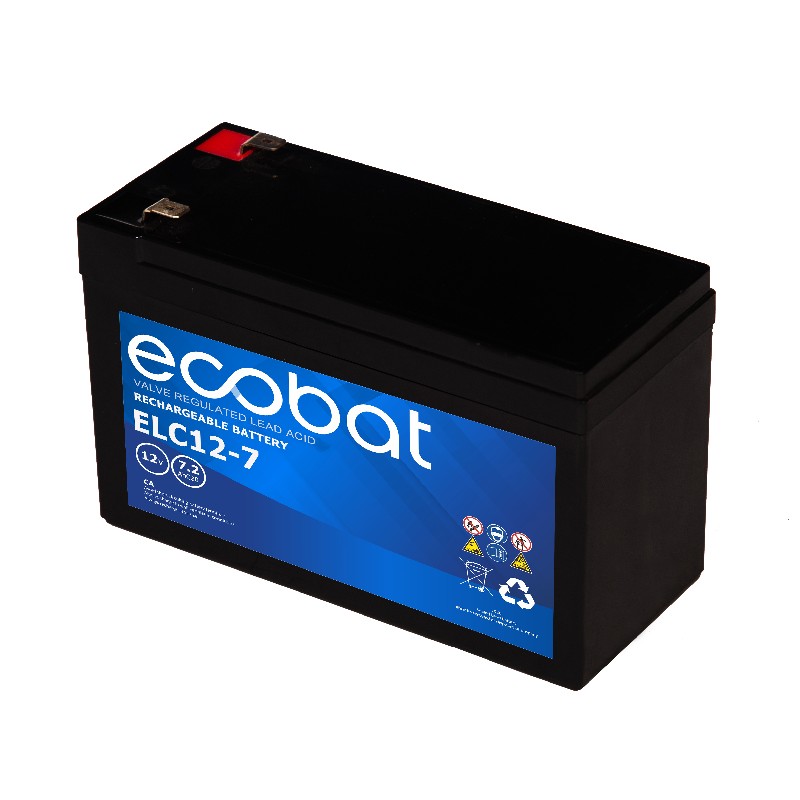 Ecobat AGM 12V 7Ah(151x65x99mm) T1 (med T2 adapter) 2,0 kg +v