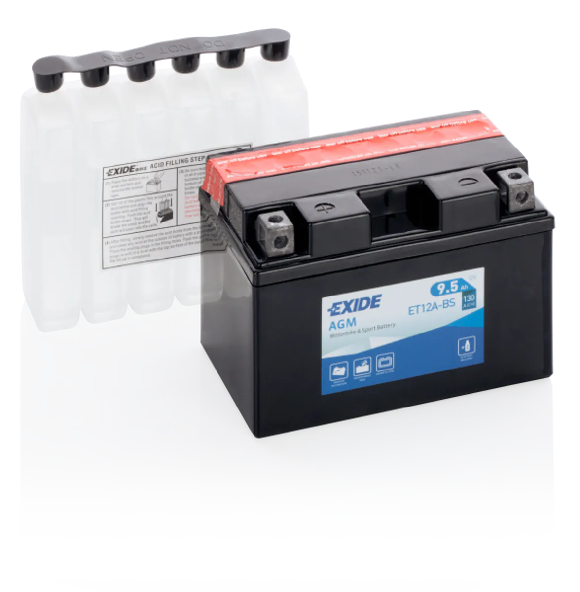 Exide MC AGM 12V 12V 9,5Ah 150x90x105 130 CCA +V - Bilde 1