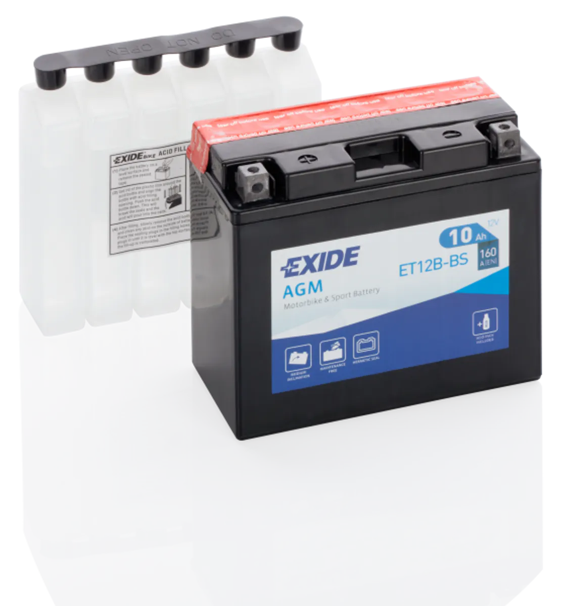 Exide MC AGM 12V 10Ah 150x70x130 160 CCA +V - Bilde 1