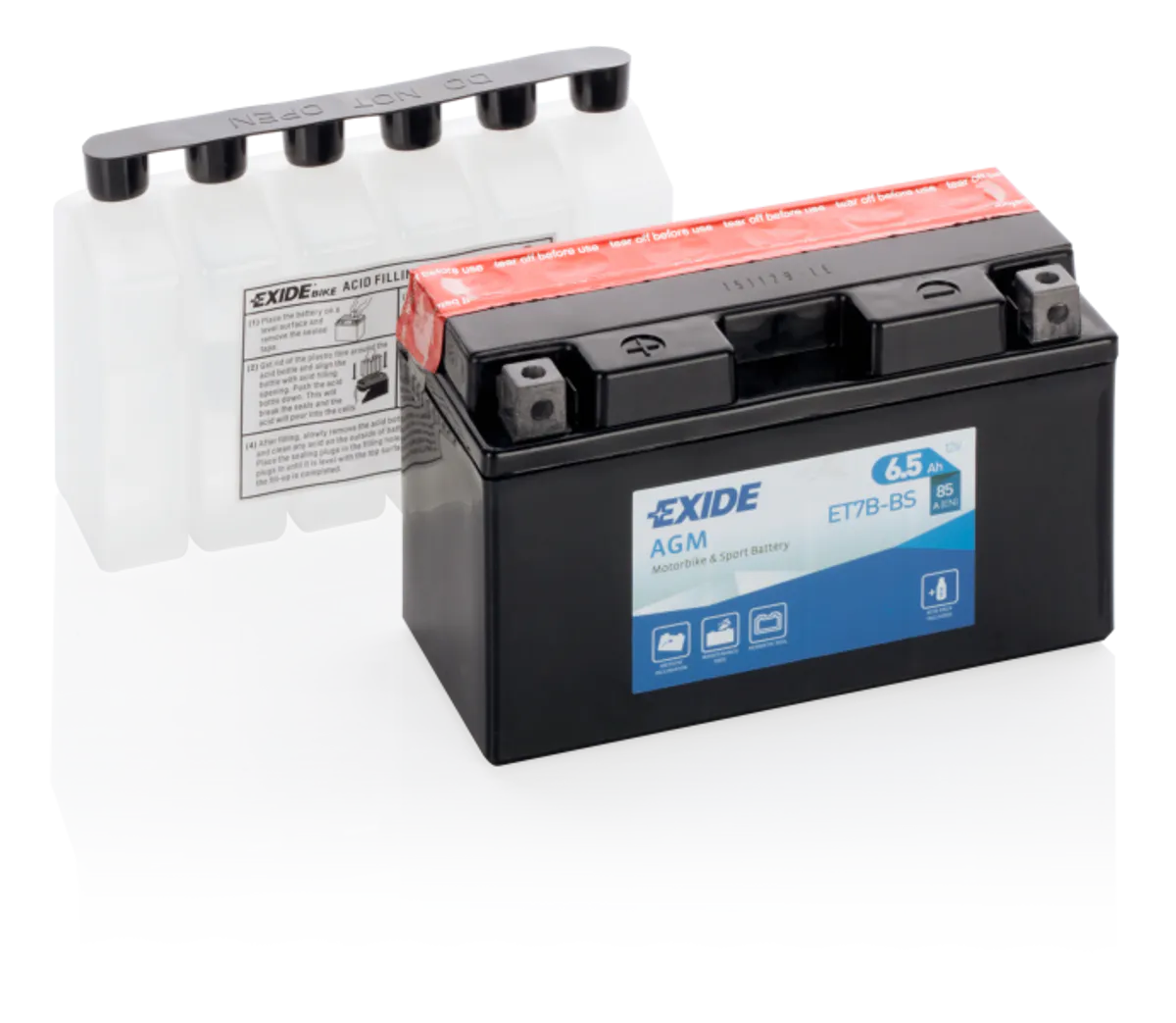 Exide MC AGM 12V 7Ah 150x65x95 85 CCA +V - Bilde 1