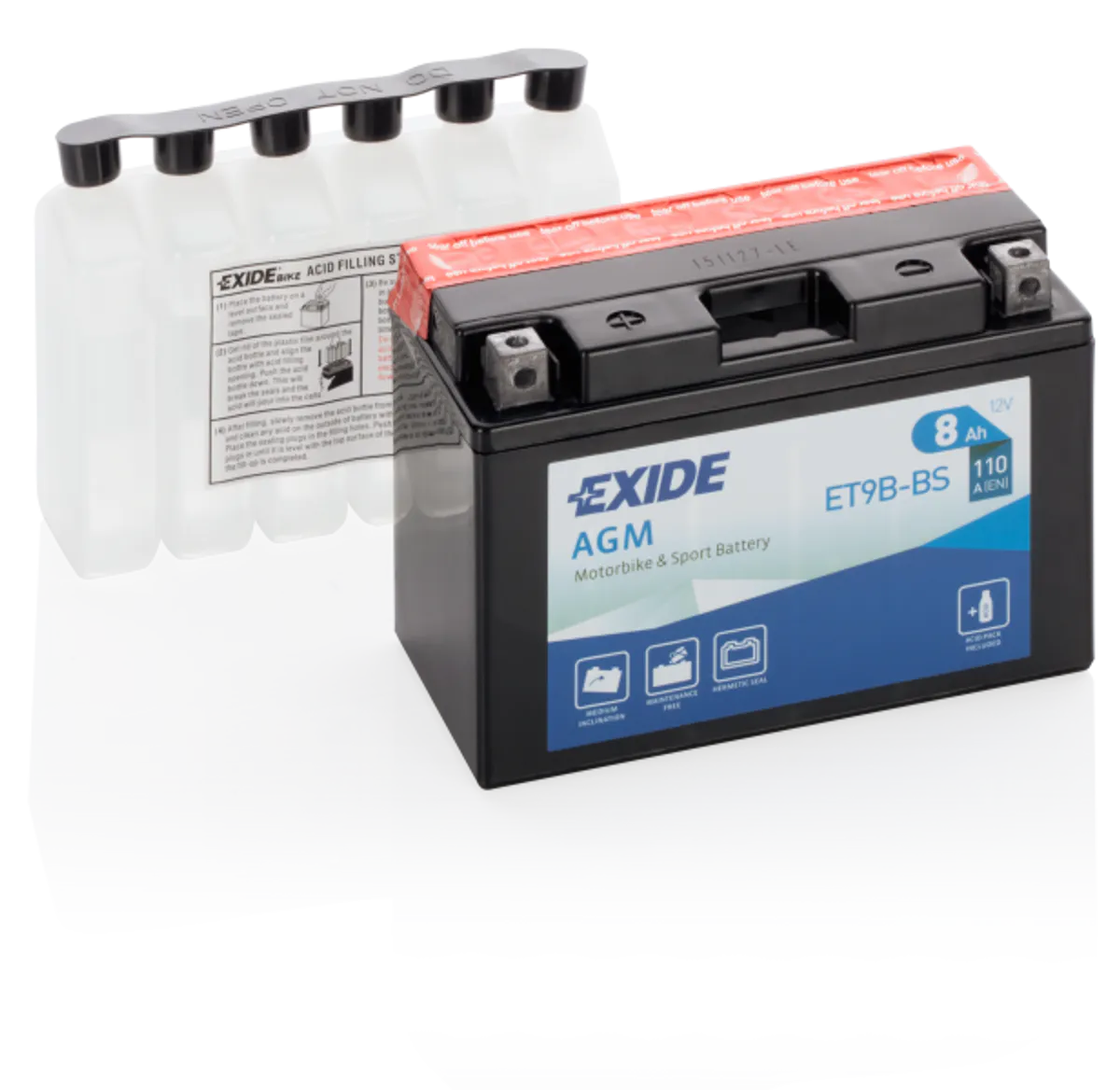 Exide MC AGM 12V 8Ah 150x70x105 110 CCA +V - Bilde 1