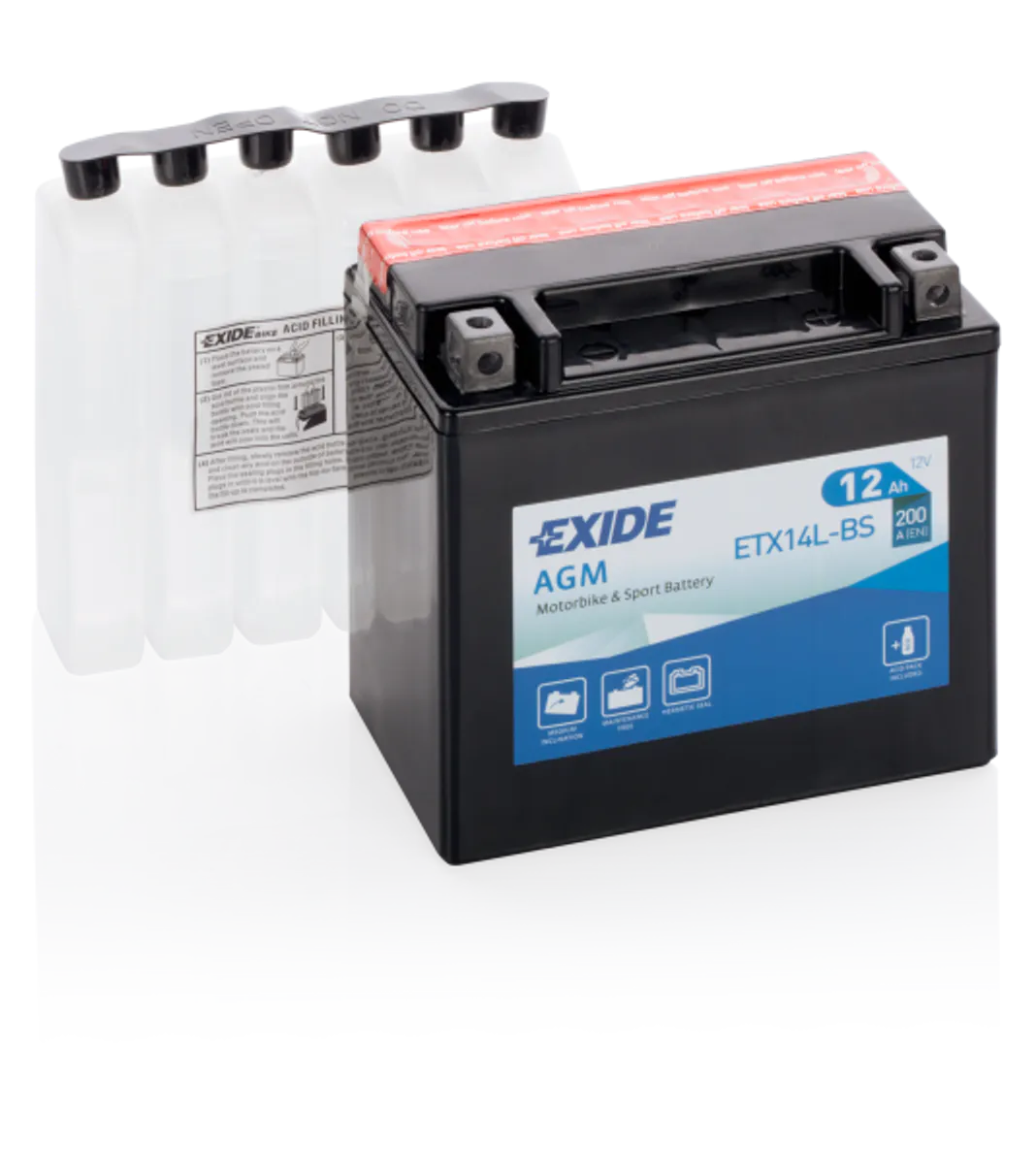 Exide MC AGM 12V 12Ah 150x90x145 200 CCA +H - Bilde 1