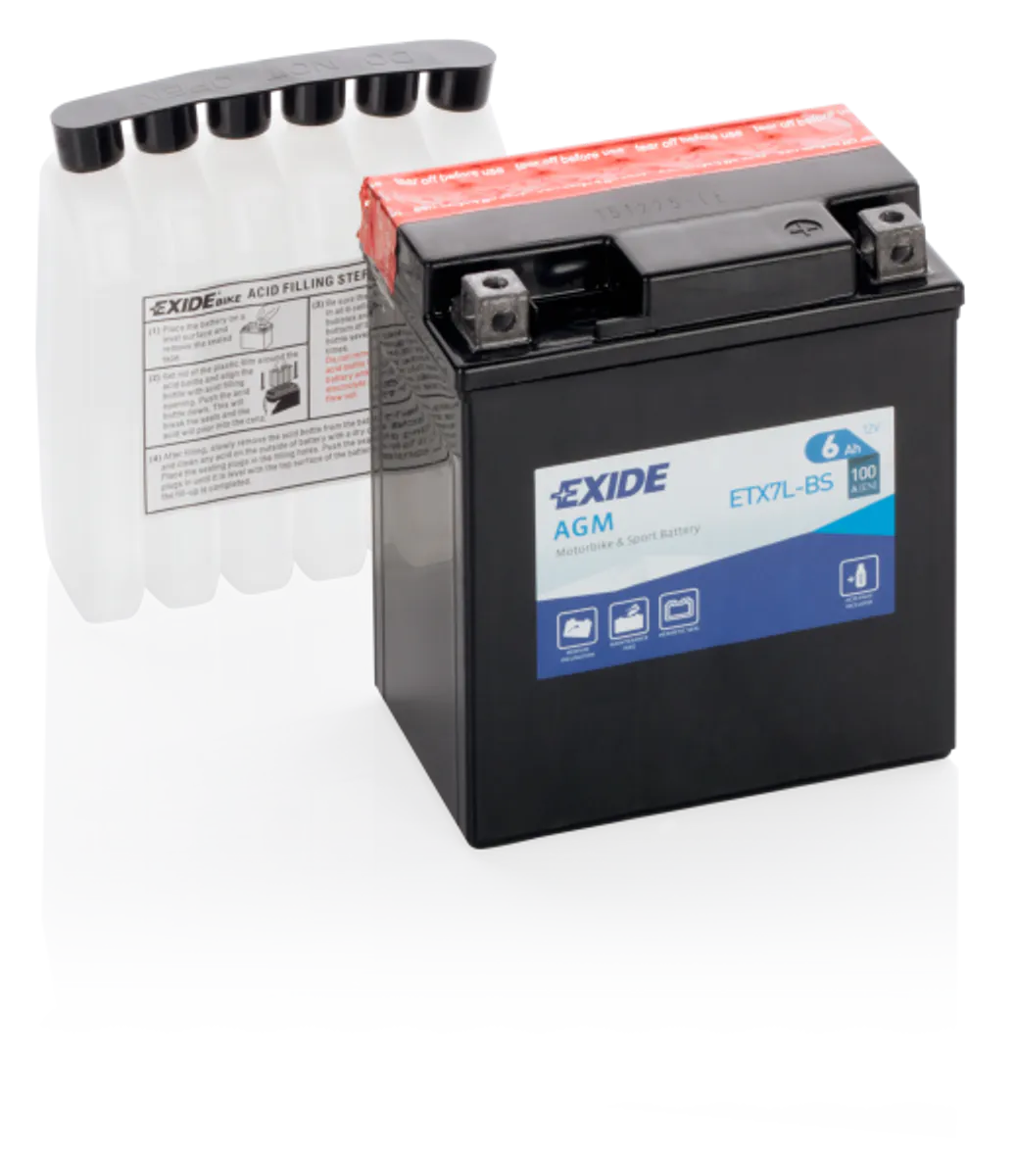 Exide MC AGM 12V 6Ah 115x70x130 100 CCA +V - Bilde 1