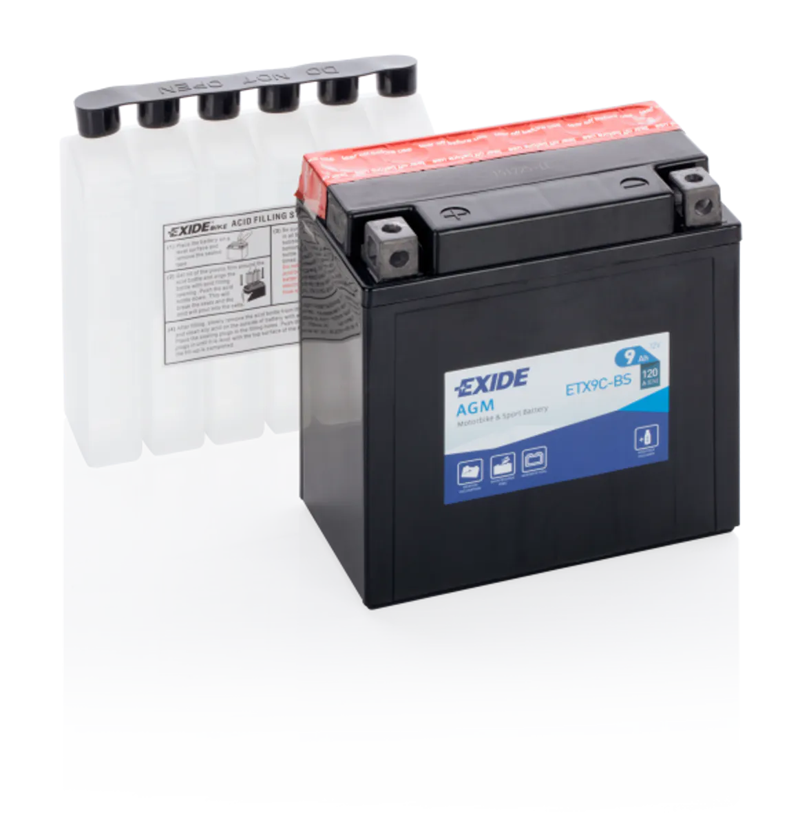 Exide MC AGM 12V 9Ah 135x75x140 120 CCA +V - Bilde 1