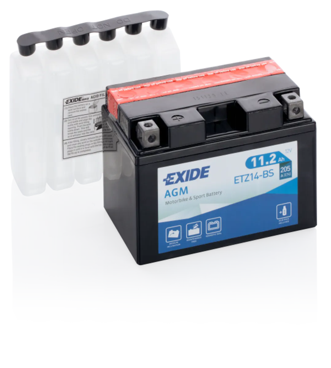 Exide MC AGM 12V 11,2Ah 150x90x110 205 CCA +V - Bilde 1