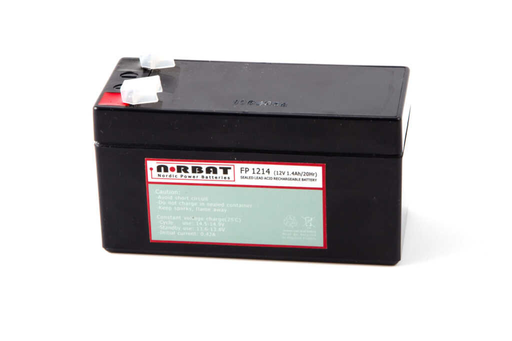 12 Volt AGM batteri 1,4Ah (97x43x52) +H 0,55kg