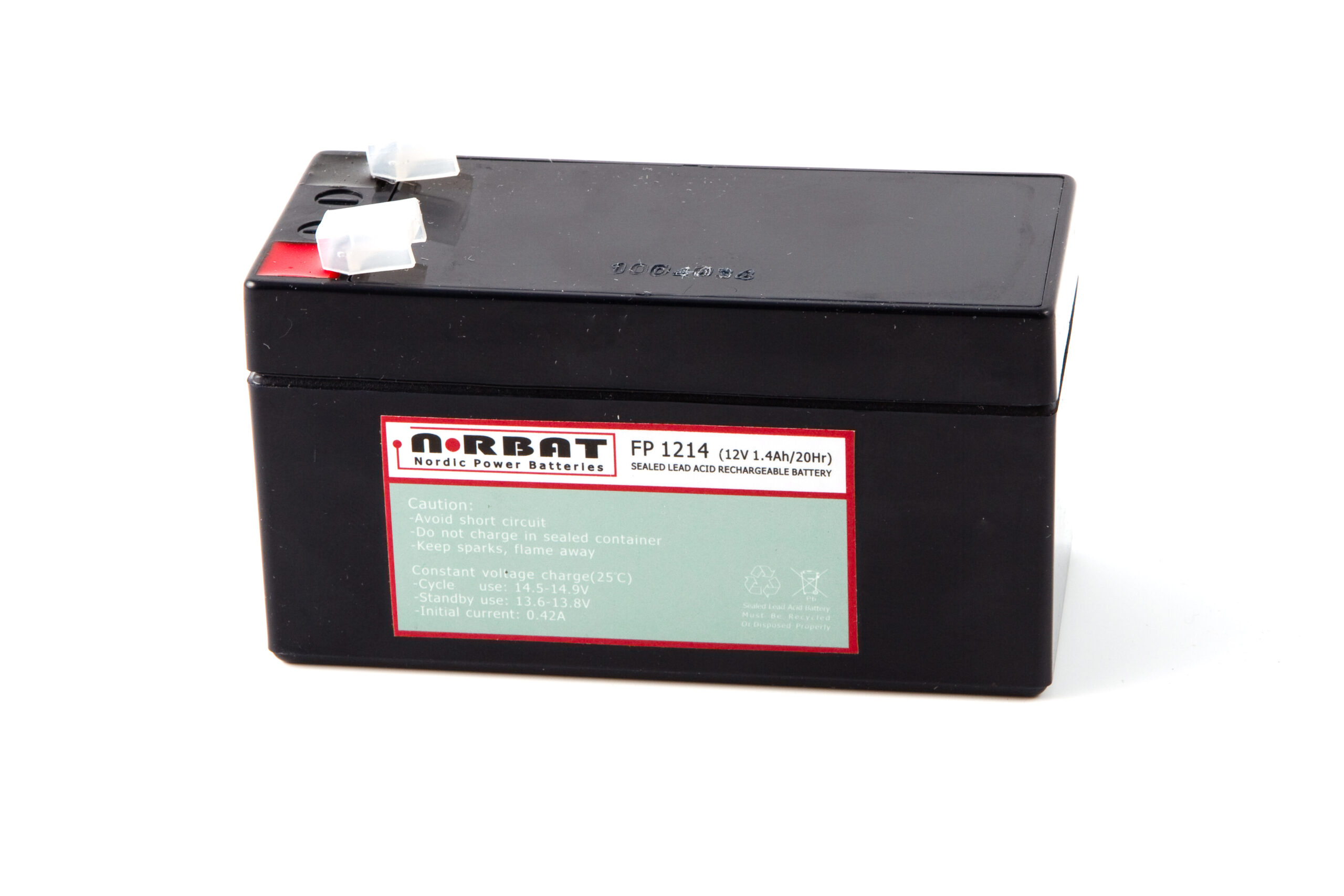 12 Volt AGM batteri 1,4Ah (97x43x52) +H 0,55kg - Bilde 1