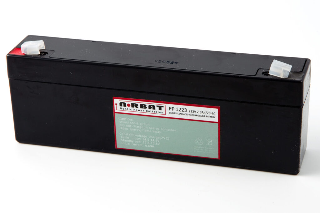 12 Volt AGM batteri 2,3AH (178x35x61) +V T1 0,9kg