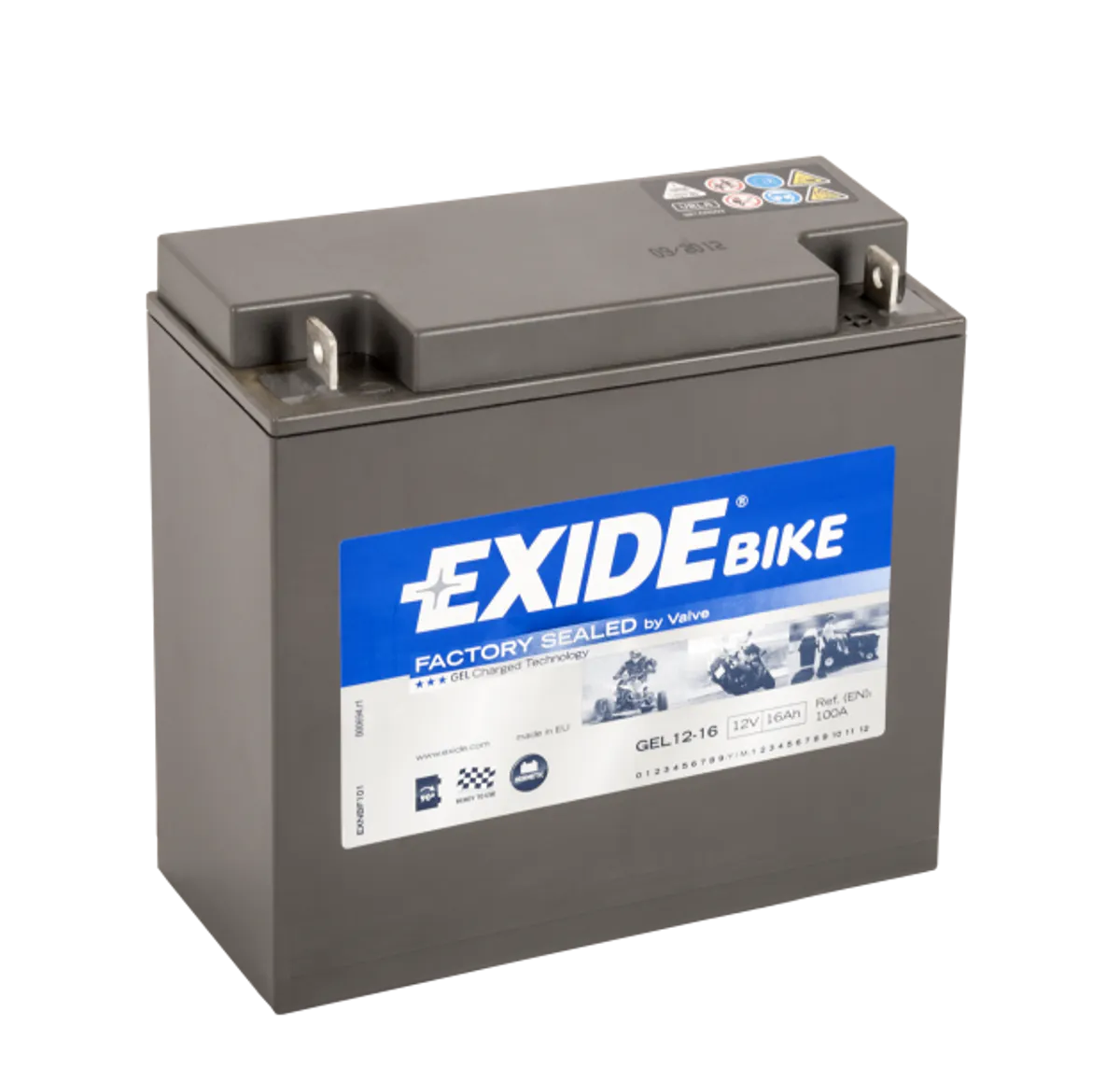 Exide MC GEL 12V G16 180x75x165 100 CCA +H - Bilde 1